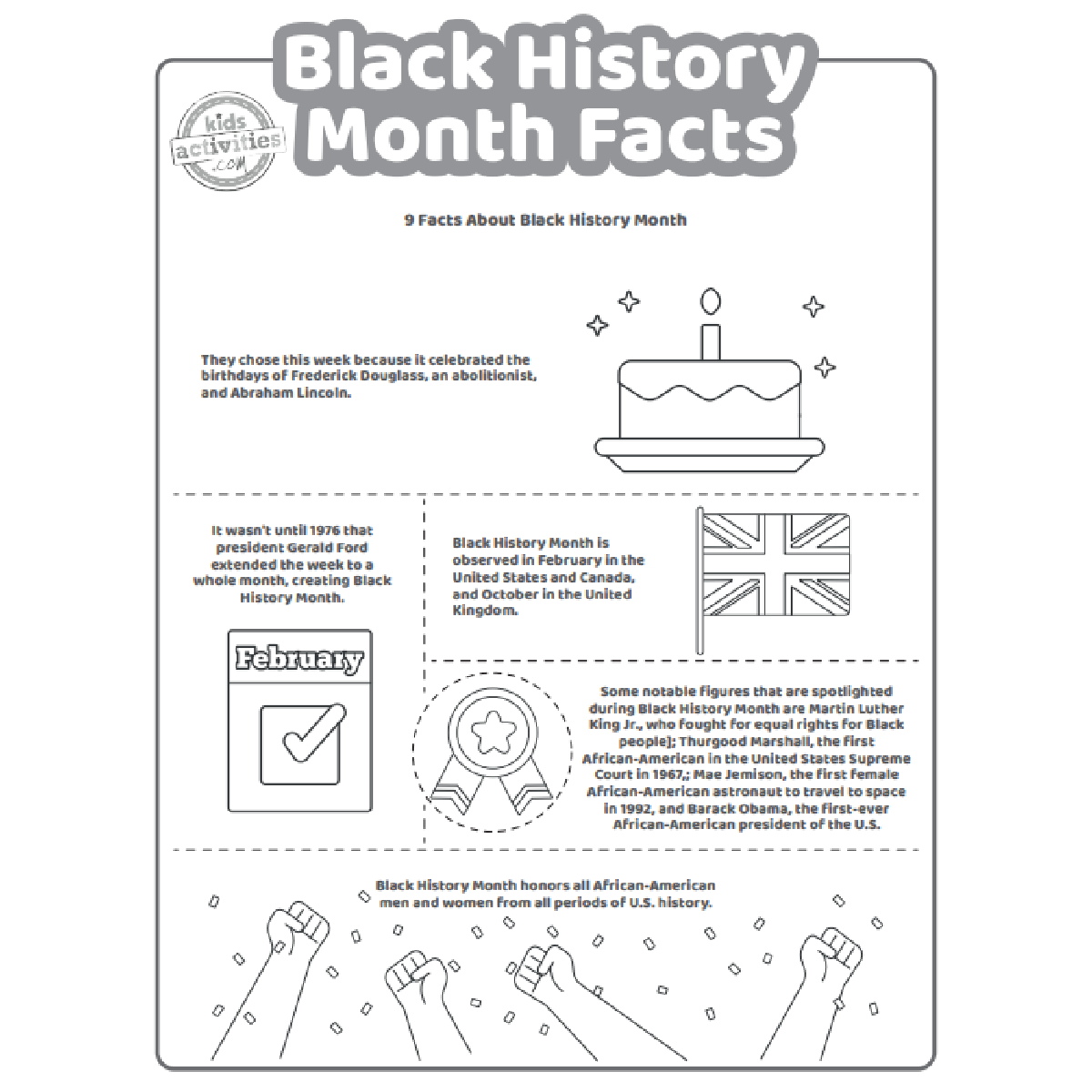 Printable Black History Month Facts For Kids Kids Activities Blog