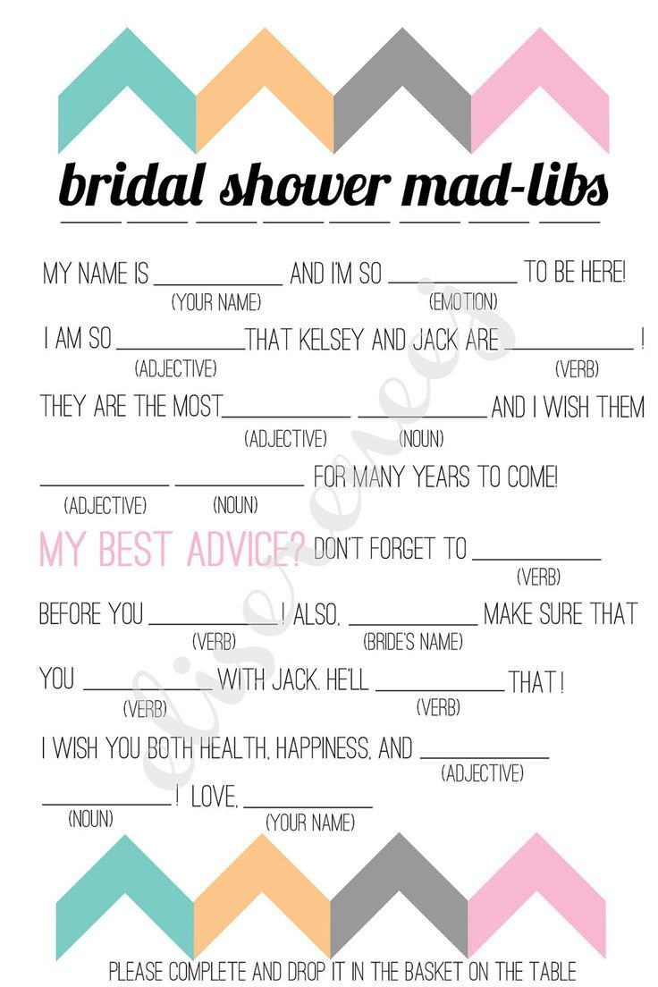Printable Bridal Shower Mad Lib Bridal Shower Planning Wedding Mad Libs Wedding Planning Printables
