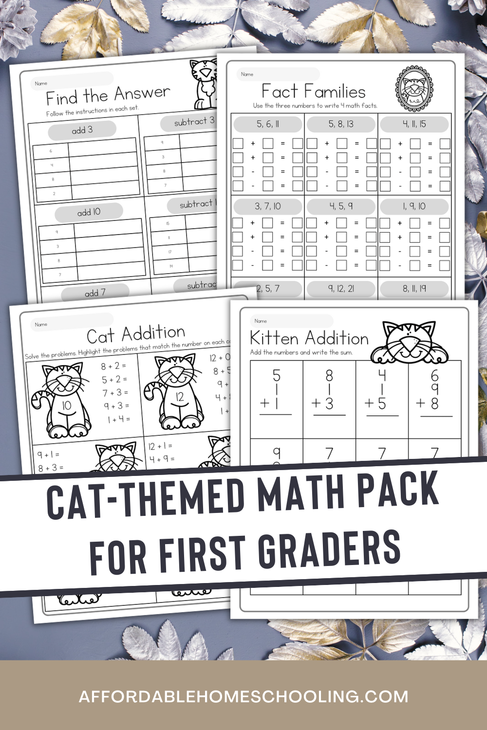 Cats Picture Addition Worksheet