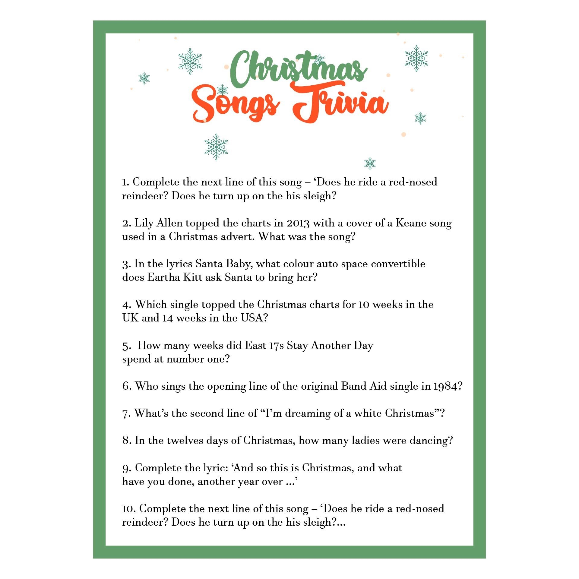 Printable Christmas Carol Quiz Questions And Answers Christmas Song Trivia Funny Christmas Party Games Printable Christmas Games