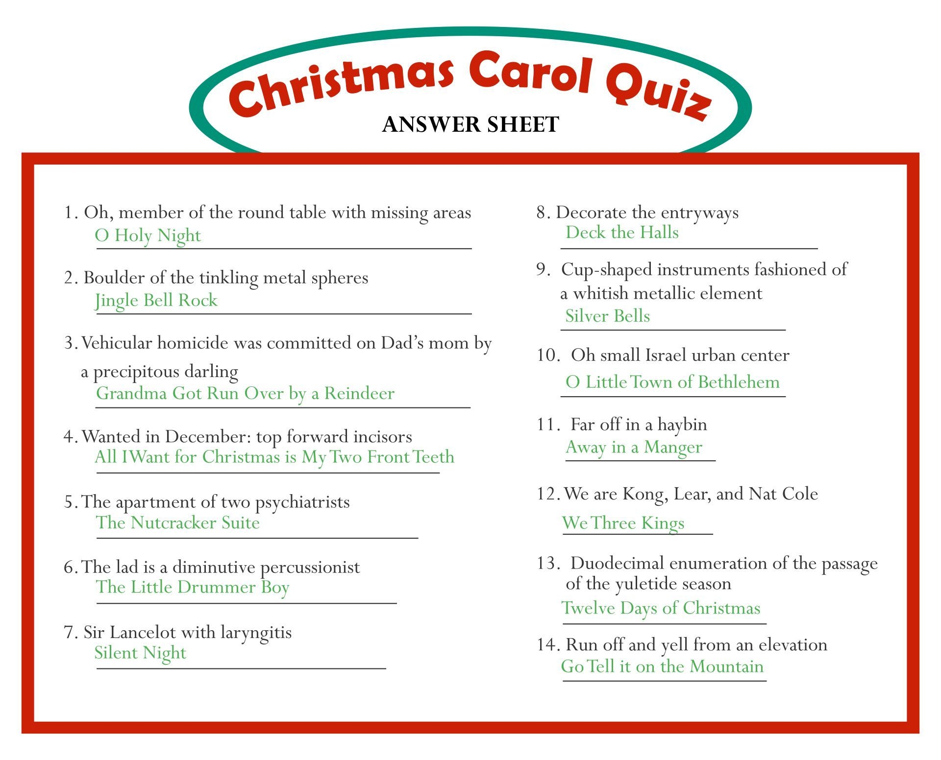 Printable Christmas Carol Trivia With Answers Christmas Carol Game Christmas Carol Christmas Song Trivia