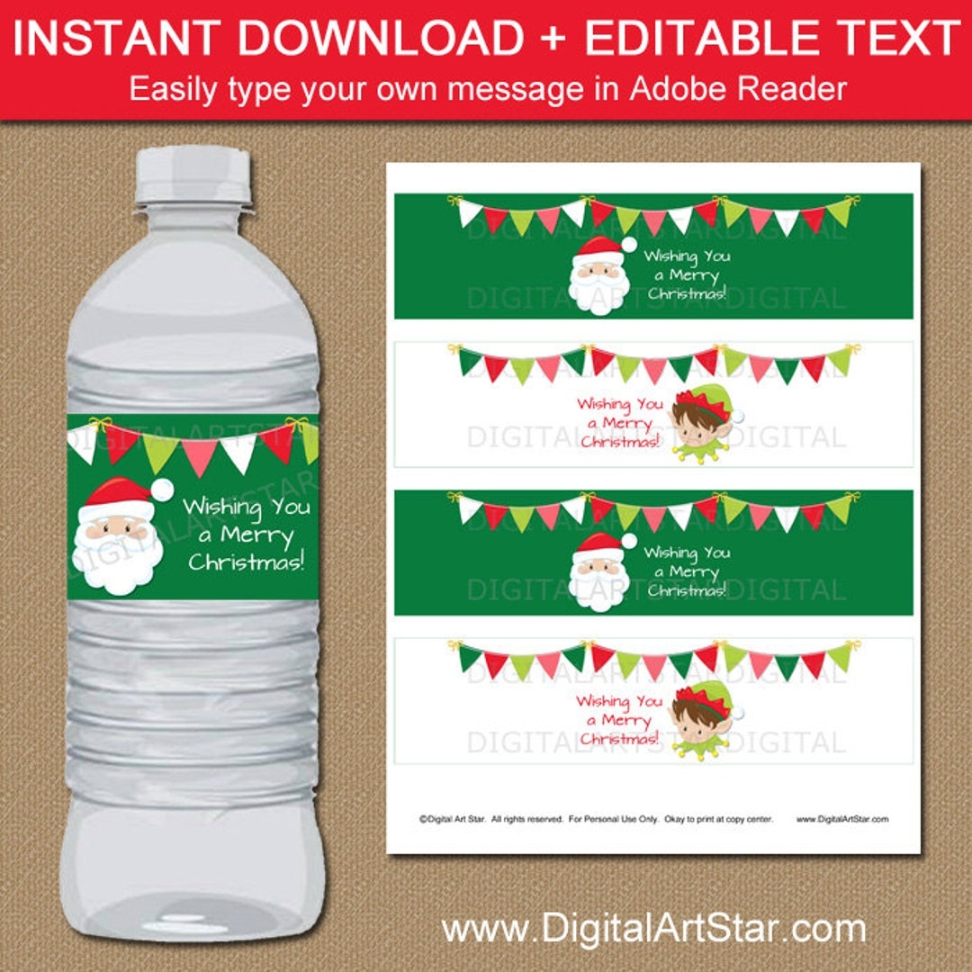 Free Printable Christmas Water Bottle Labels