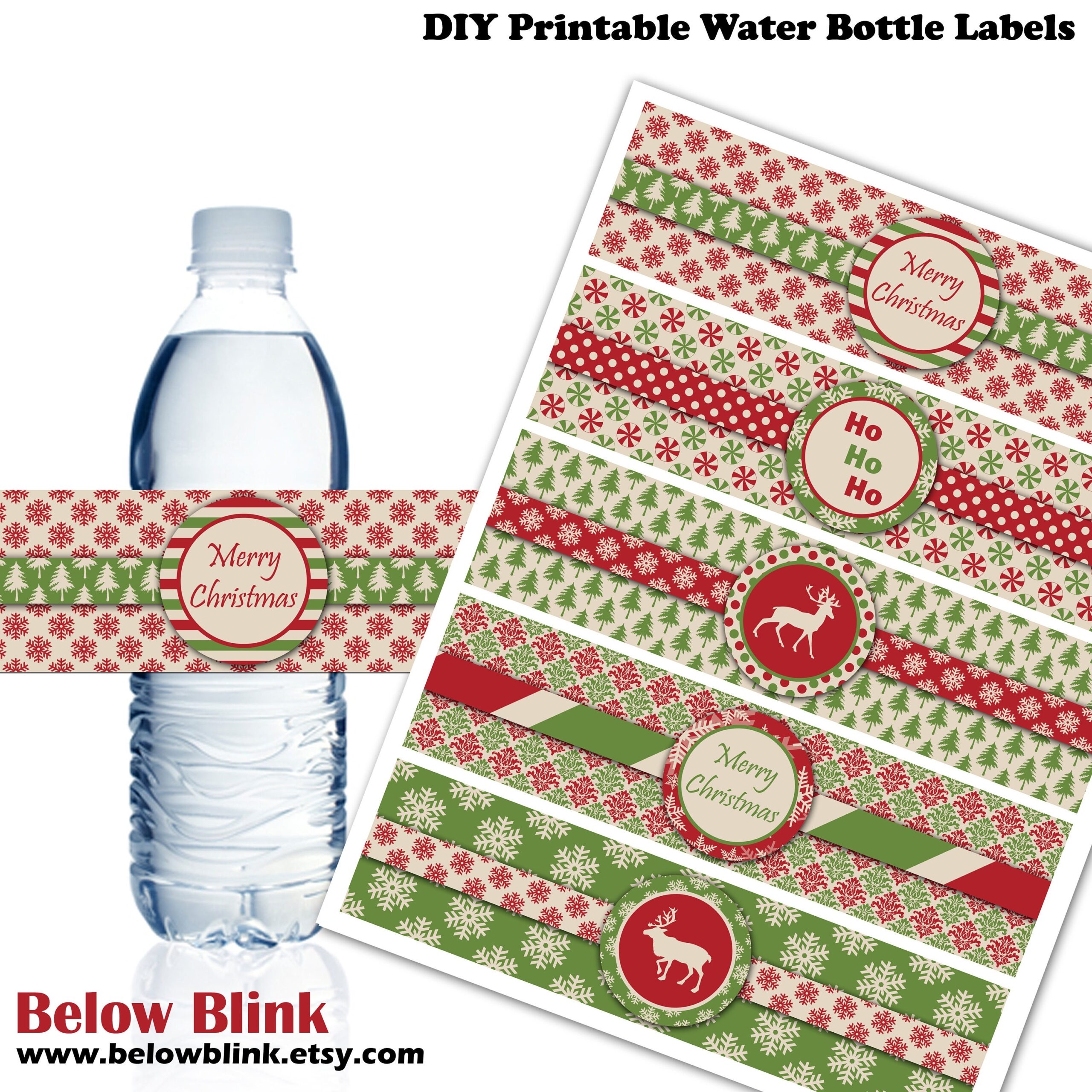 Printable Christmas Water Bottle Labels Merry Christmas Water Bottle Labels Christmas Party Decor Instant Download DP547 Etsy Finland