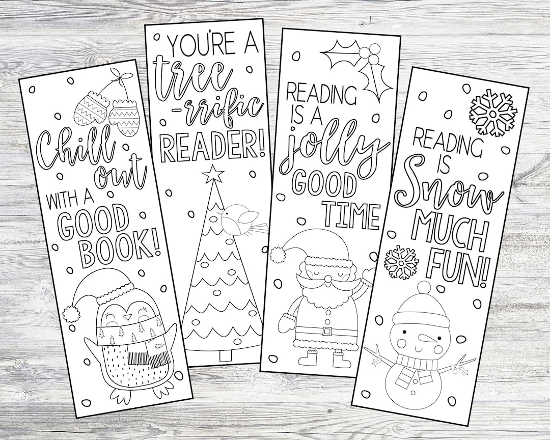 Printable Color Your Own Christmas Winter Bookmarks Instant Digital Download DIY Coloring Bookmarks Santa Snowman Penguin Tree Bookmarks Etsy