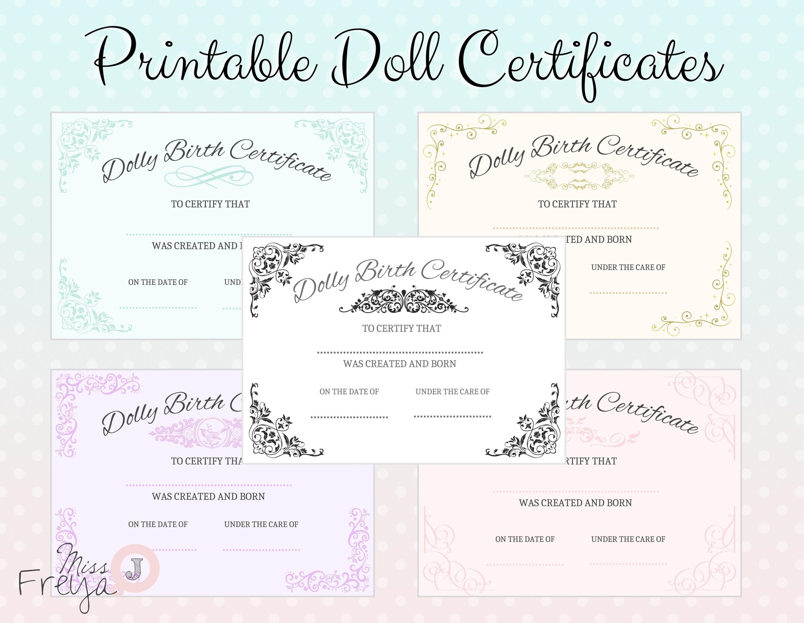 Printable Doll Birth Certificate For Doll Customisers Blythe Doll Artists Reborn Artists 5 Designs Etsy