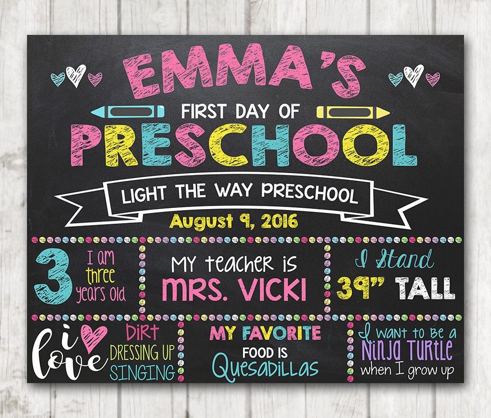 Printable First Day Of Preschool