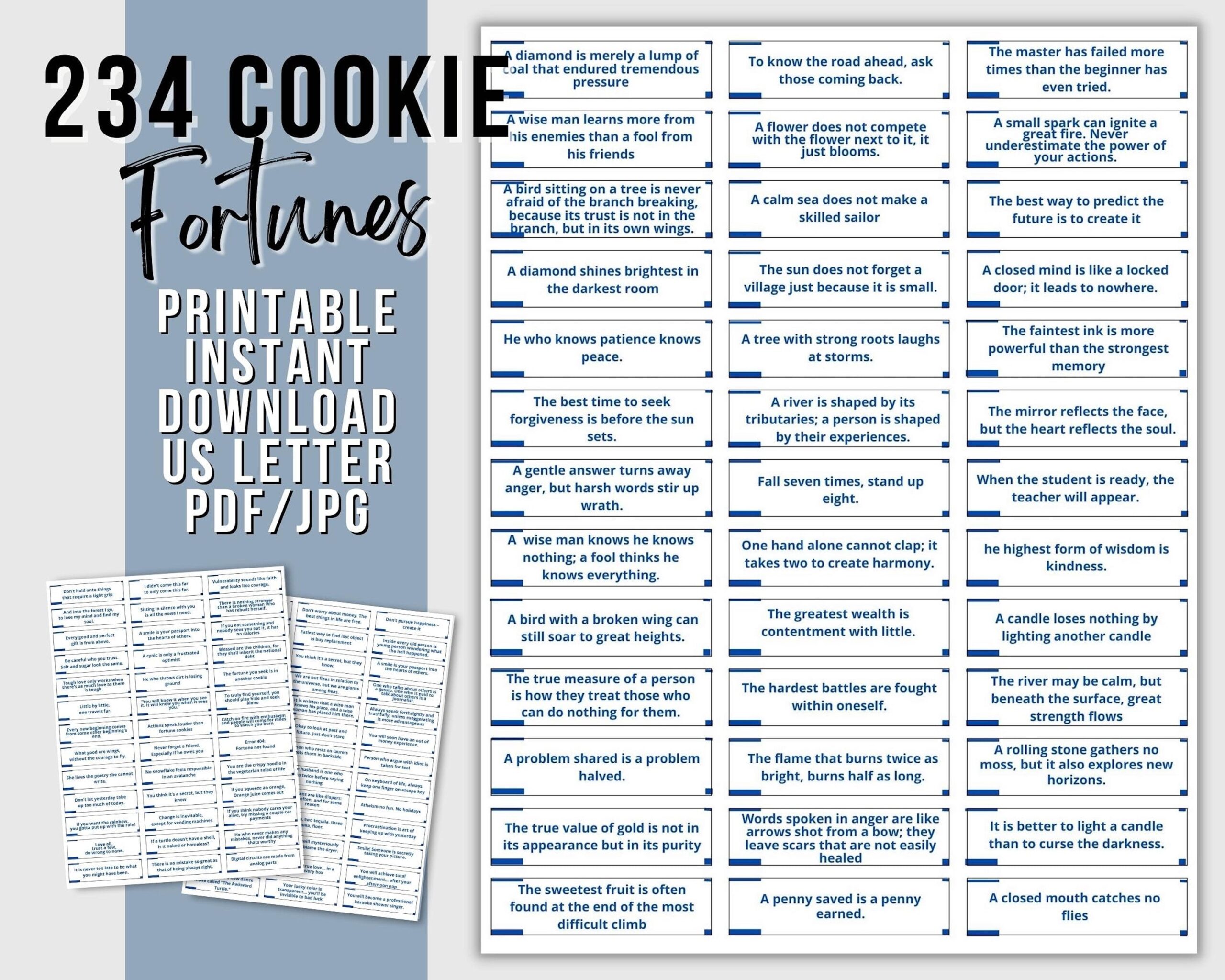 Fortune Cookie Messages Printable