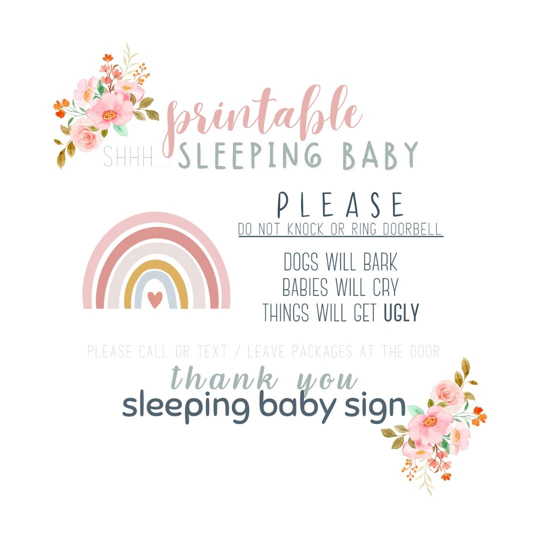 Printable Funny Baby Sleeping Sign Rainbow Etsy