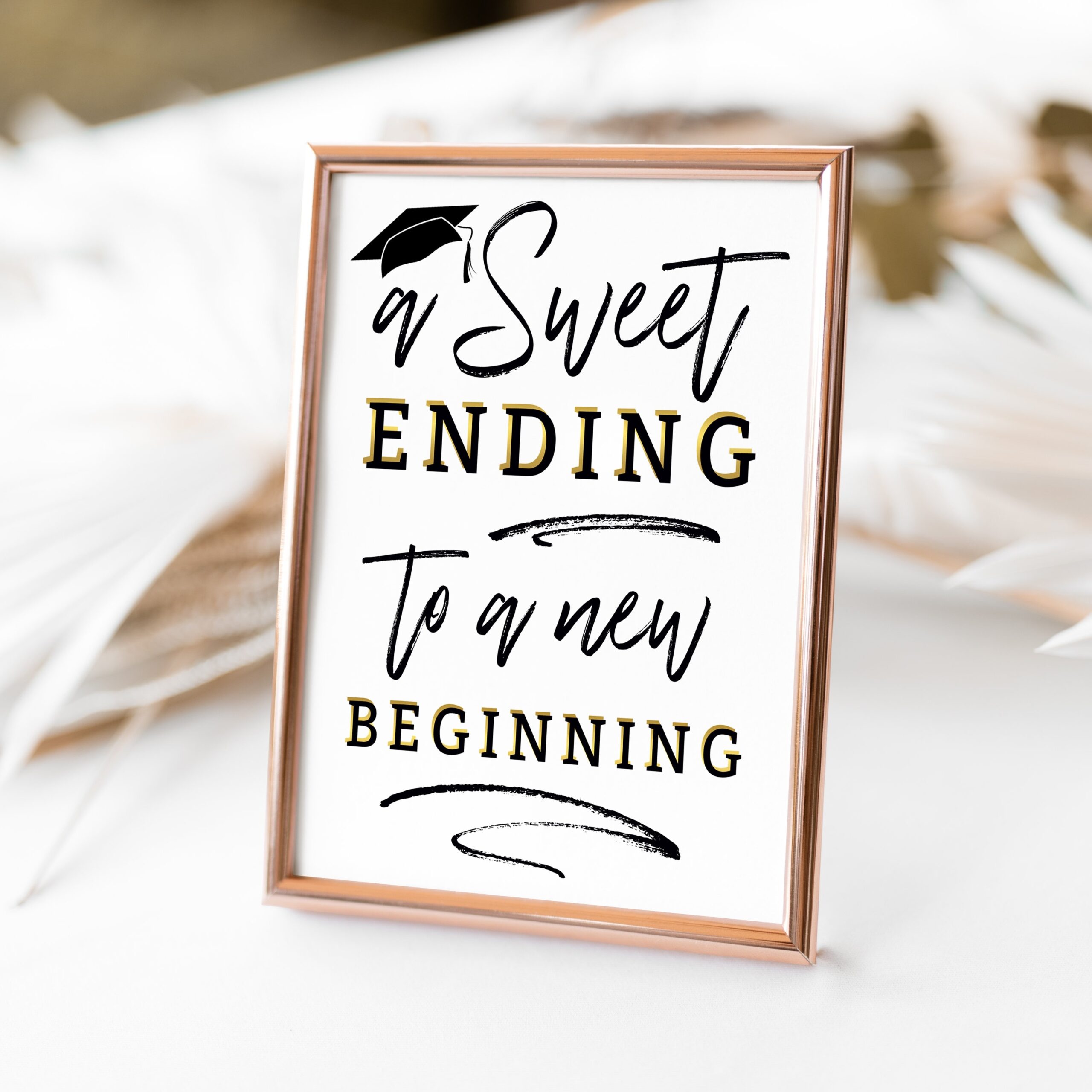 Printable Graduation Sign A Sweet Ending To A New Beginning Grad Party Decor Candy Table Sign Printable Table Sign Digital Sign Etsy