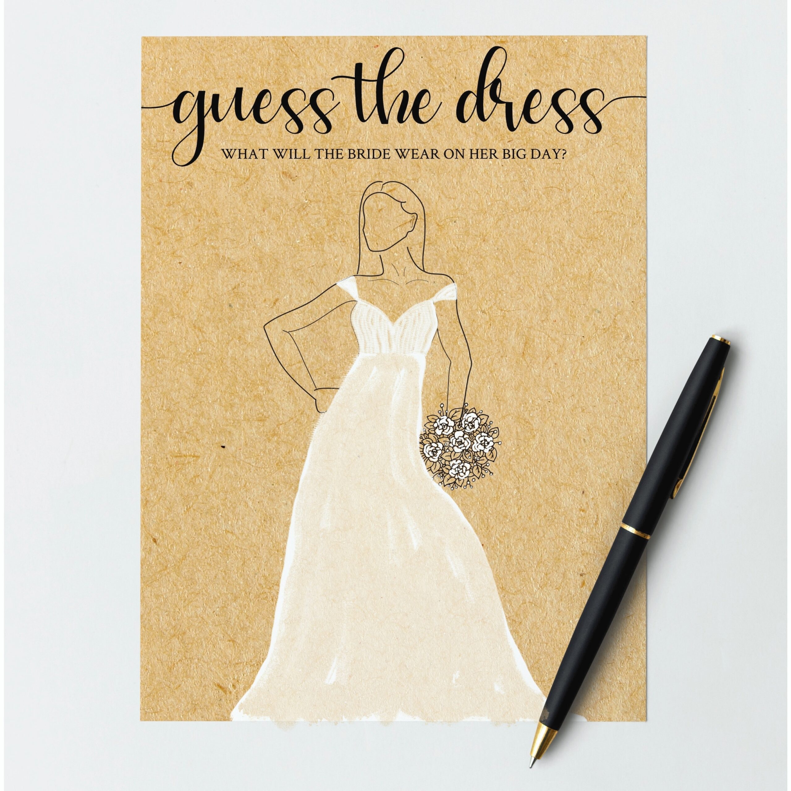 Printable Guess The Dress Bridal Shower Game Rustic Wedding Shower Game Printable Bridal Shower Game Unique Kraft Bridal Shower Game Etsy