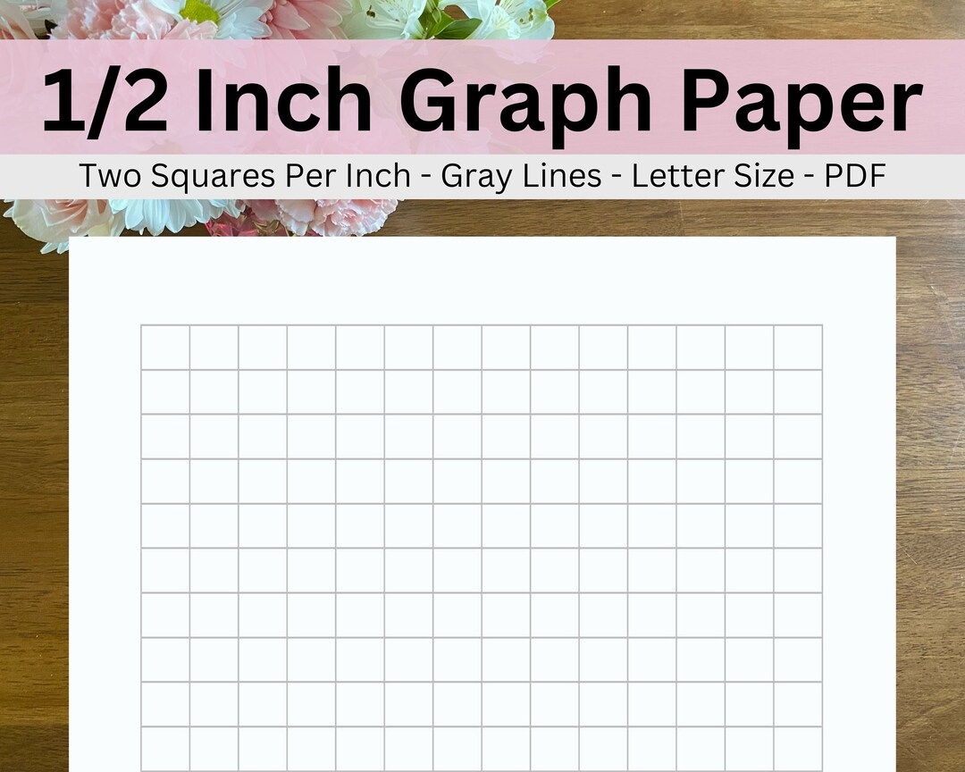 Printable Half Inch 50 Inch Graph Paper Two Squares Per Inch 2x2 Gray Graph Paper 1 2 Inch Squares Graphing Paper Download PDF Etsy