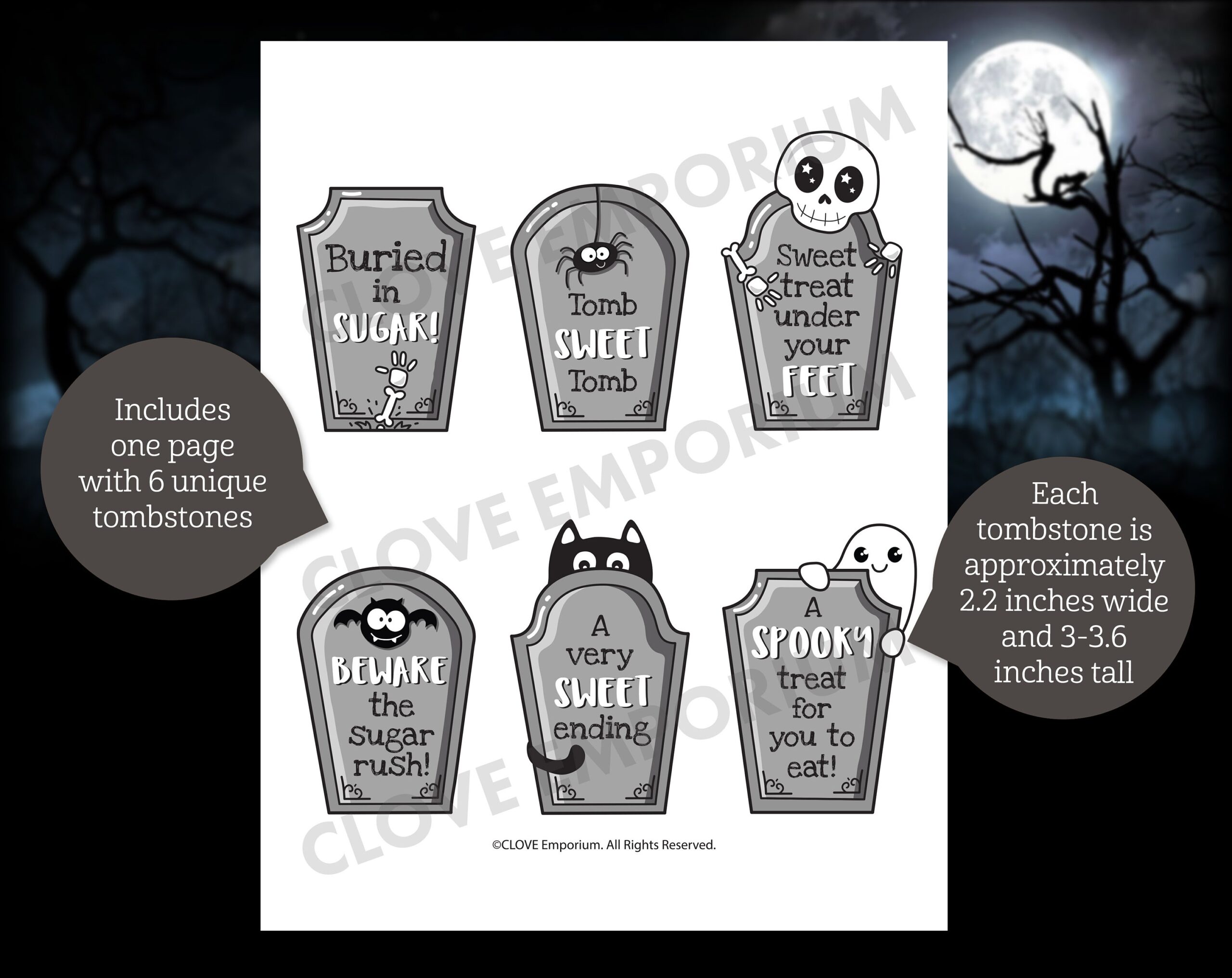Printable Halloween Tombstone Cupcake Toppers instant DOWNLOAD Halloween Cupcake Toppers Halloween Party Tombstone Halloween Party Decor Etsy