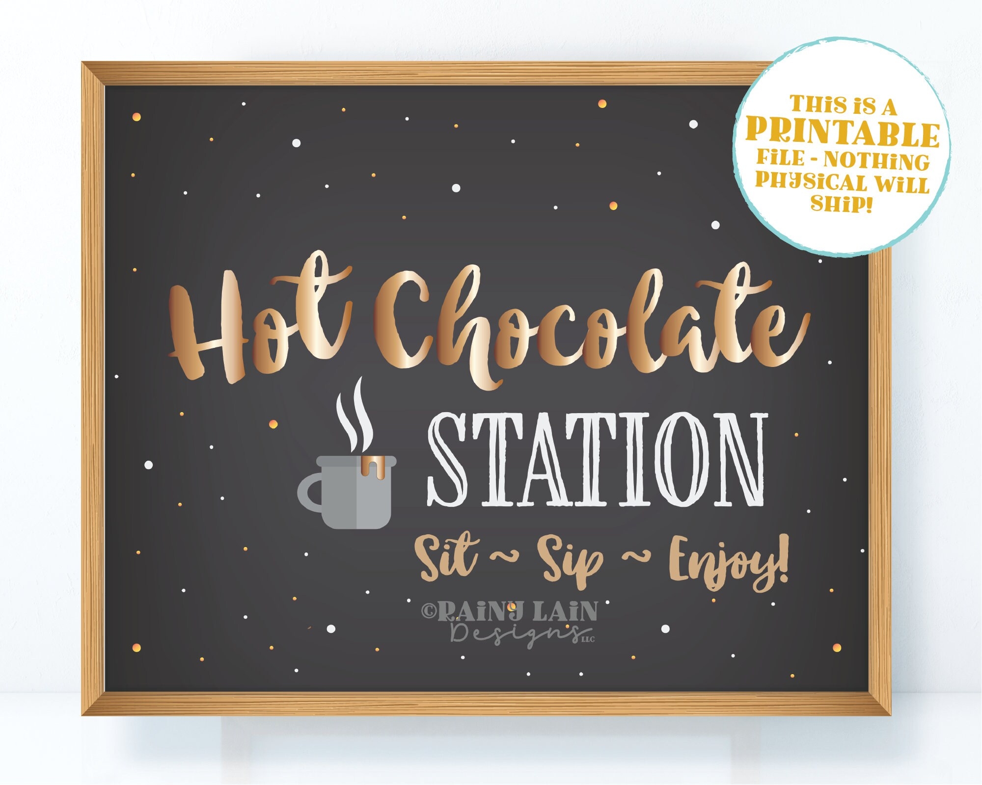 Printable Hot Chocolate Station Sign Hot Chocolate Sign Sit Sip Enjoy Bonfire Party Birthday Bonfire Faux Chalkboard Instant Download Etsy