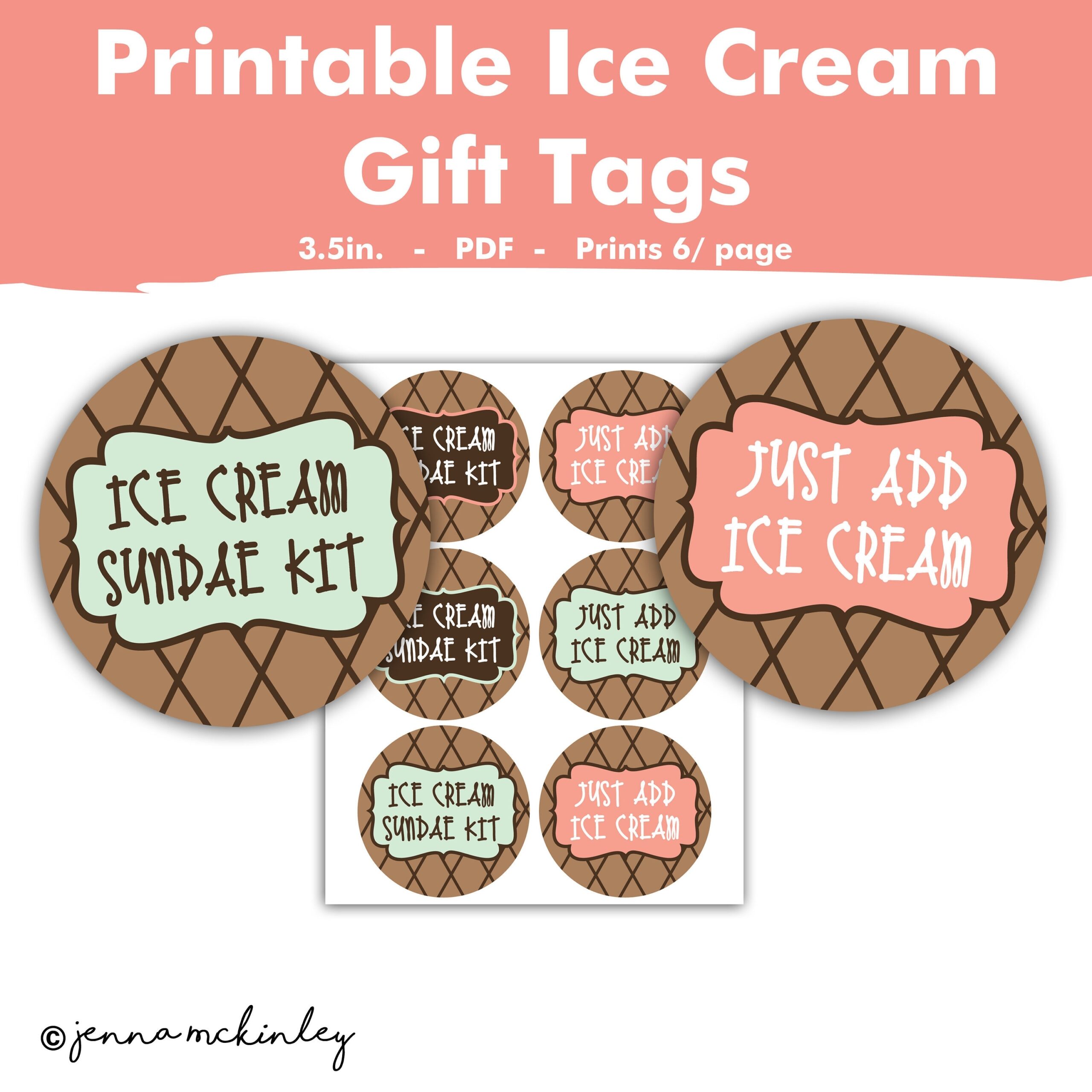 Printable Ice Cream Sundae Kit Tags Just Add Ice Cream Label Theme Party Favor Ideas Coworker Neighbor Classroom Teacher Gift Sticker Etsy