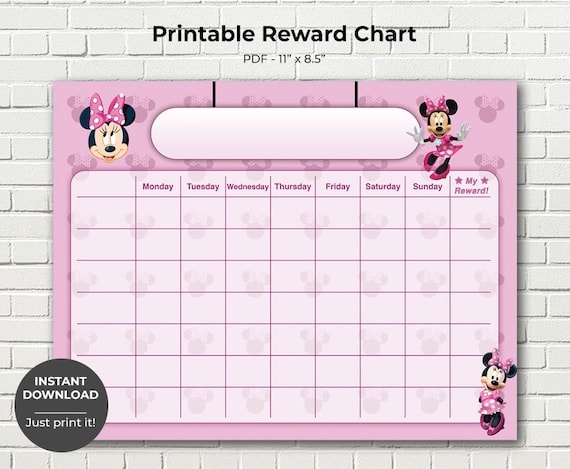 Printable Minnie Mouse Reward Chart Potty Training Chart Children s Sticker Chart Toddler Reward Chart INSTANT DOWNLOAD Etsy