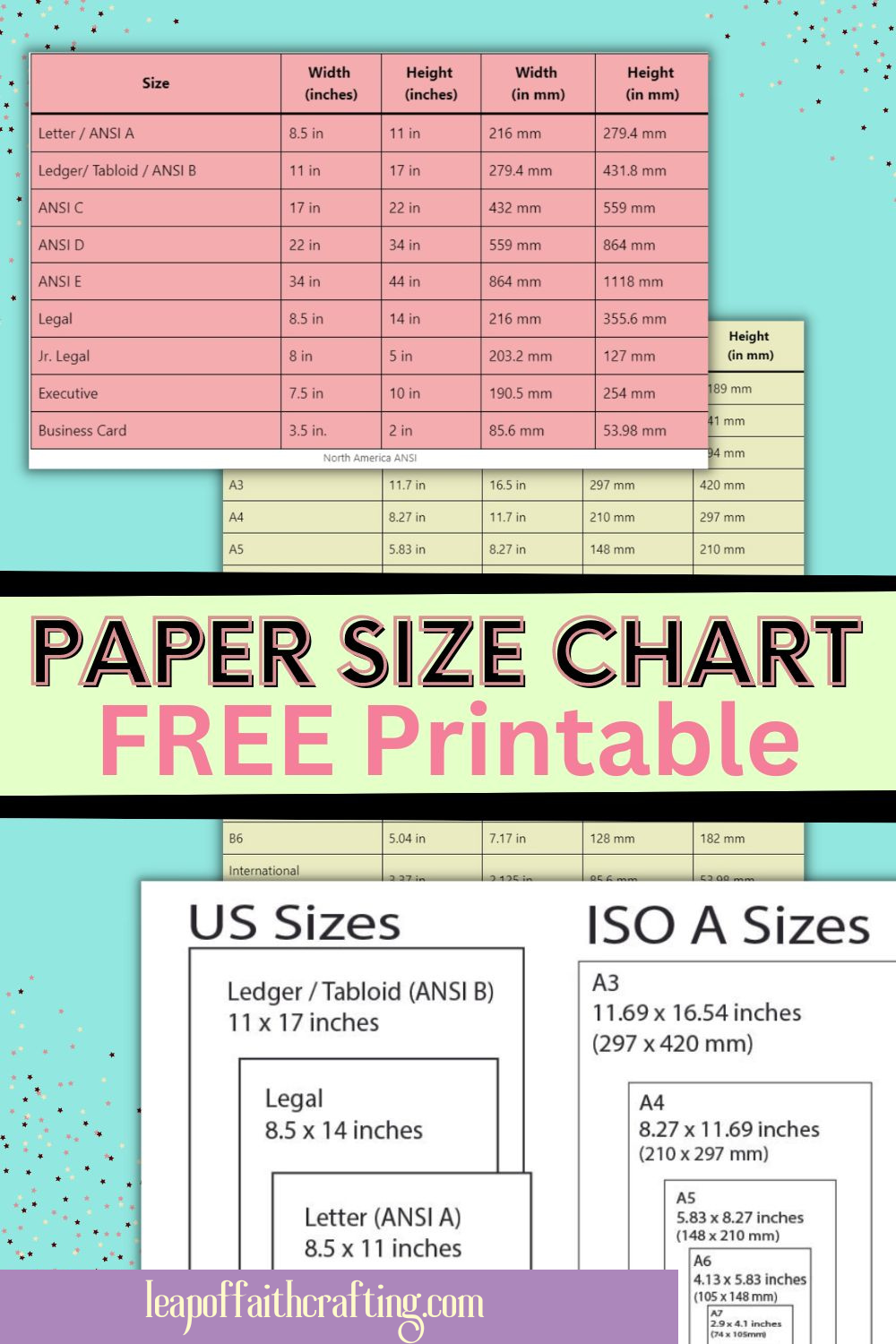 Printable Paper Size Chart FREE Paper Sizes Chart Standard Card Sizes Printable Paper