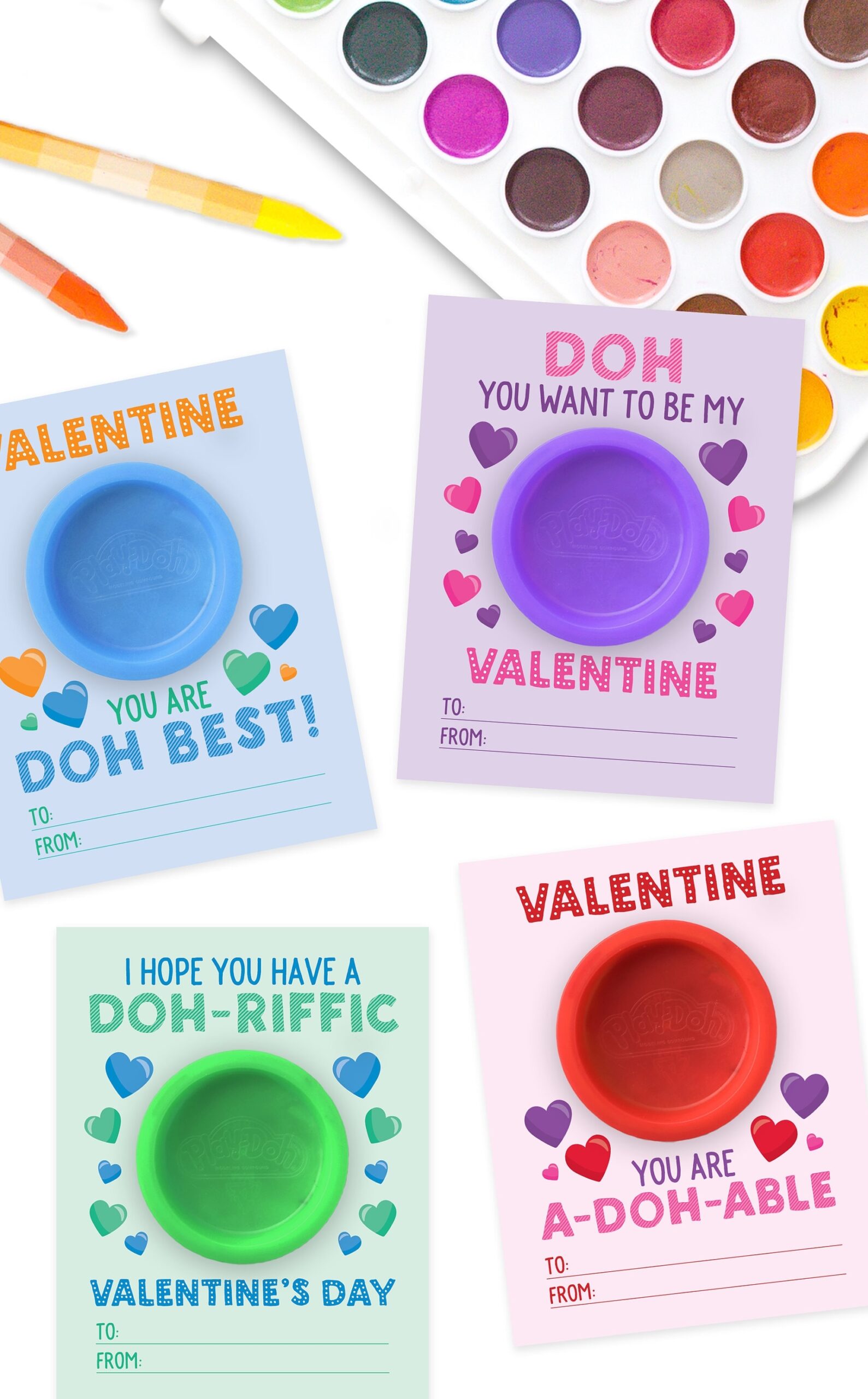 Printable Play Doh Valentines Day Cards For Kids Non candy Classroom Valentines Etsy