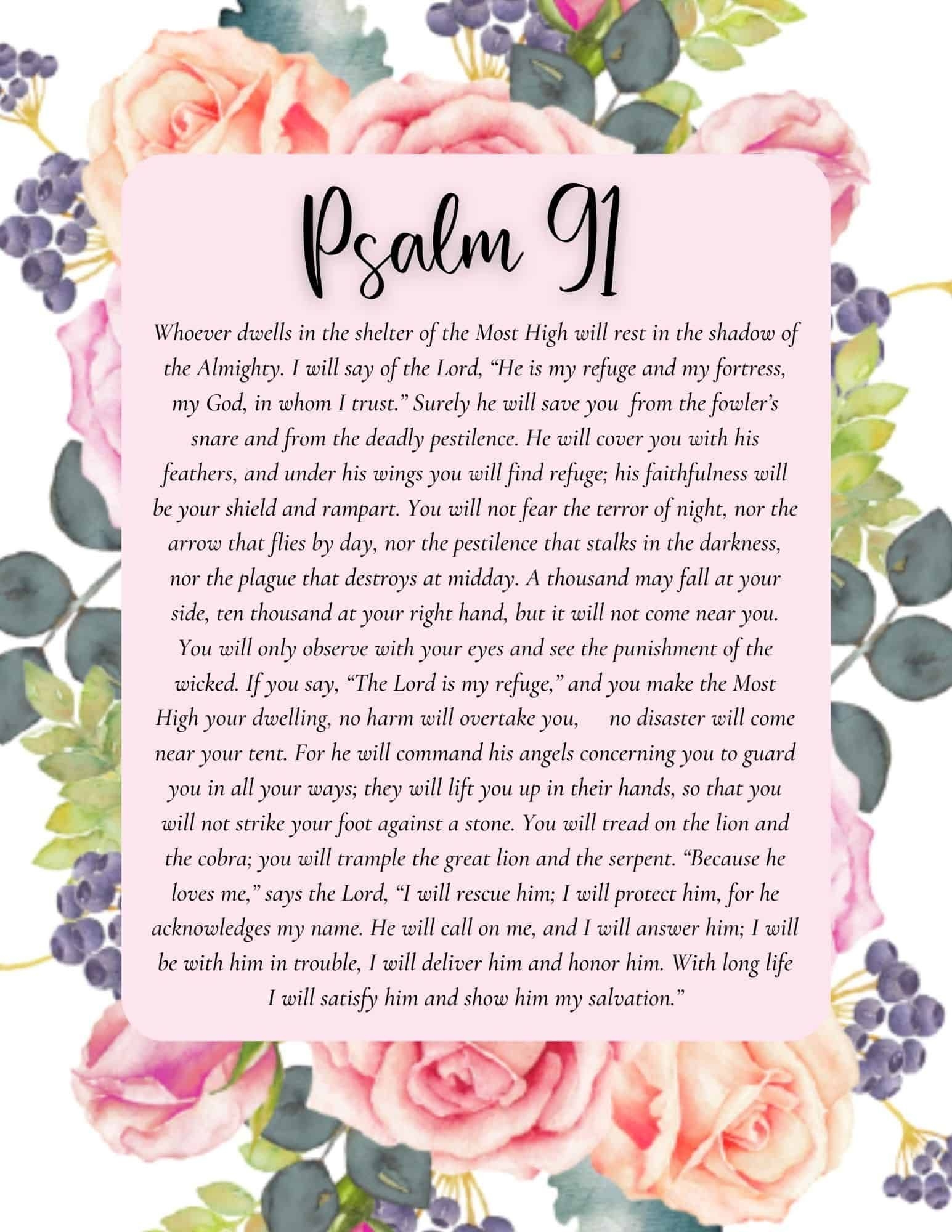 Printable Psalm 91 Psalm 91 Prayer Psalms Psalm 91