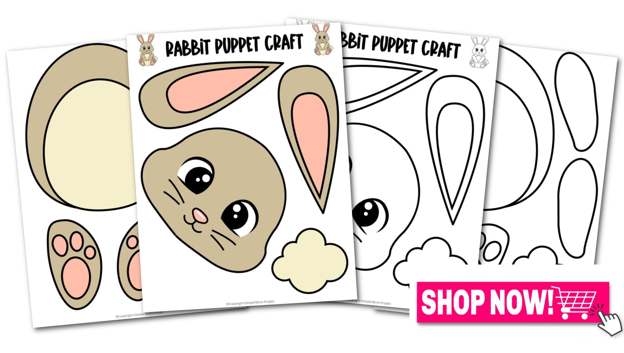 Printable Rabbit Paper Bag Puppet Template Simple Mom Project