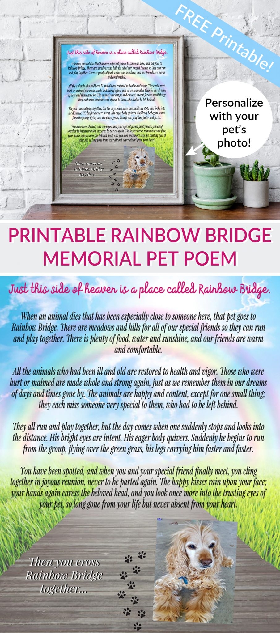 Rainbow Bridge Printable Poem
