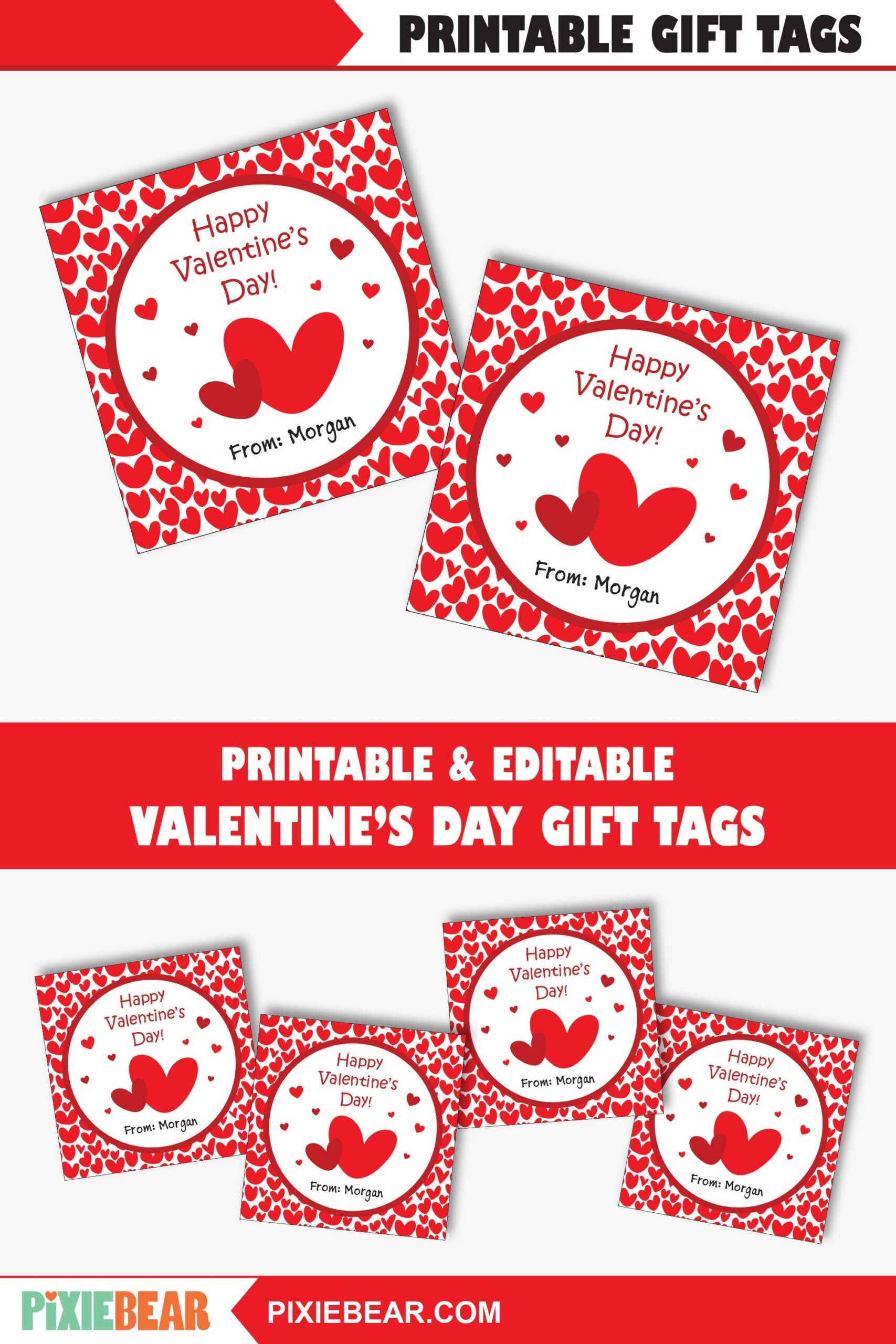 Printable Red Hearts Valentine s Day Cards Or Tags For Kids Editable Valentine Classroom Labels Or Stickers For School Instant Download Etsy