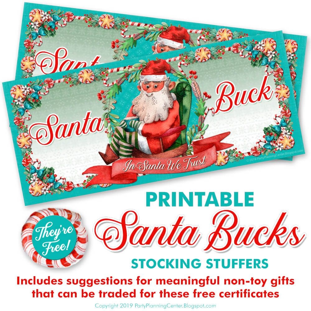 Printable Santa Bucks Fun Stocking Stuffers For Christmas