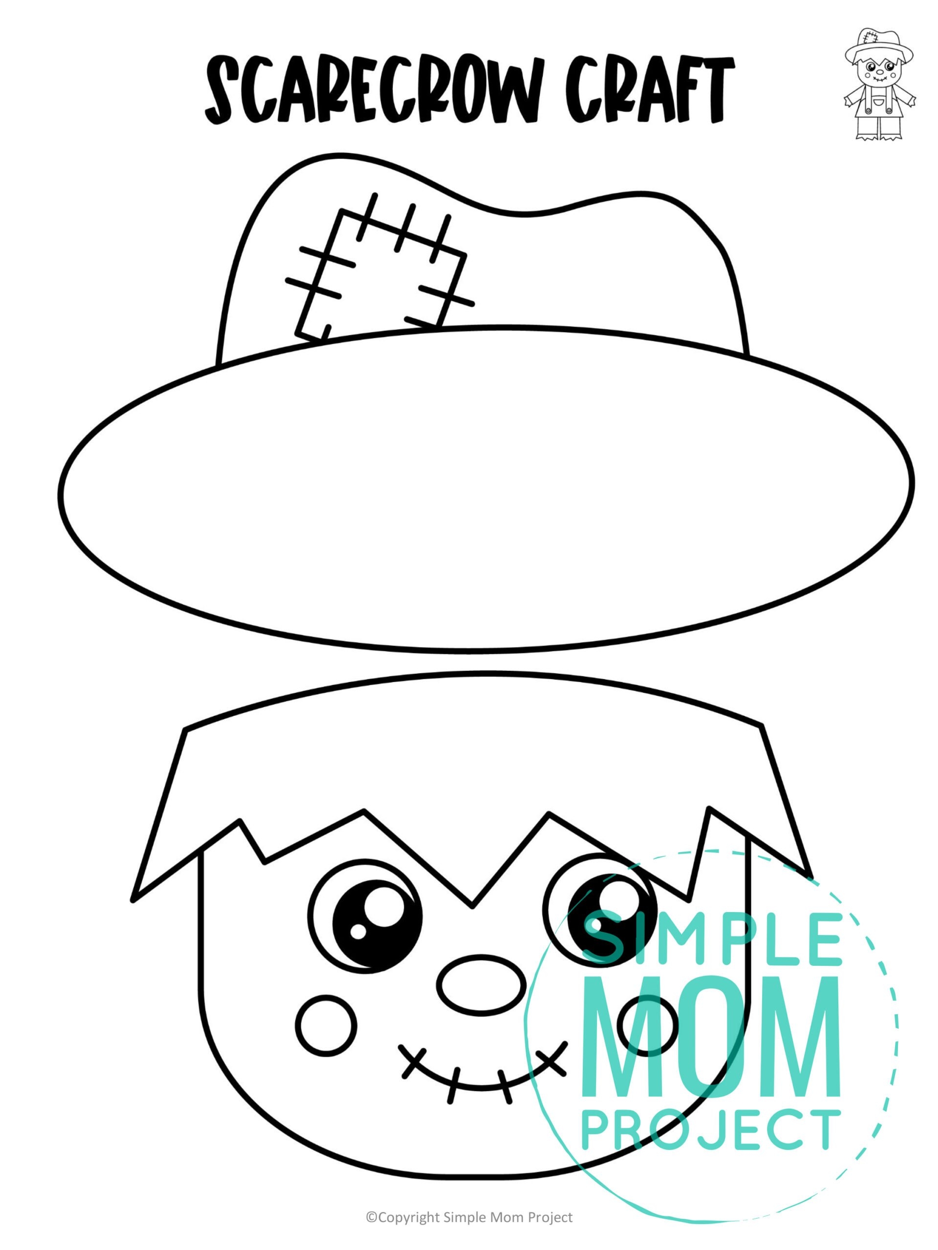 Printable Scarecrow Paper Bag Puppet Template Simple Mom Project