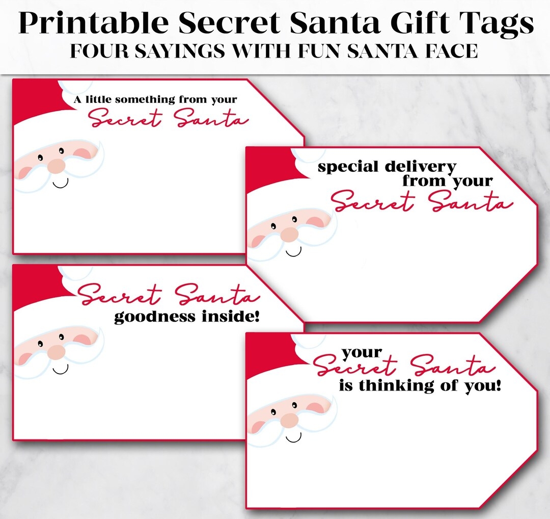Printable Secret Santa Christmas Gift Tags Printable Gift Tags Holiday Gift Tags Christmas Printable Digital Download Printables Etsy