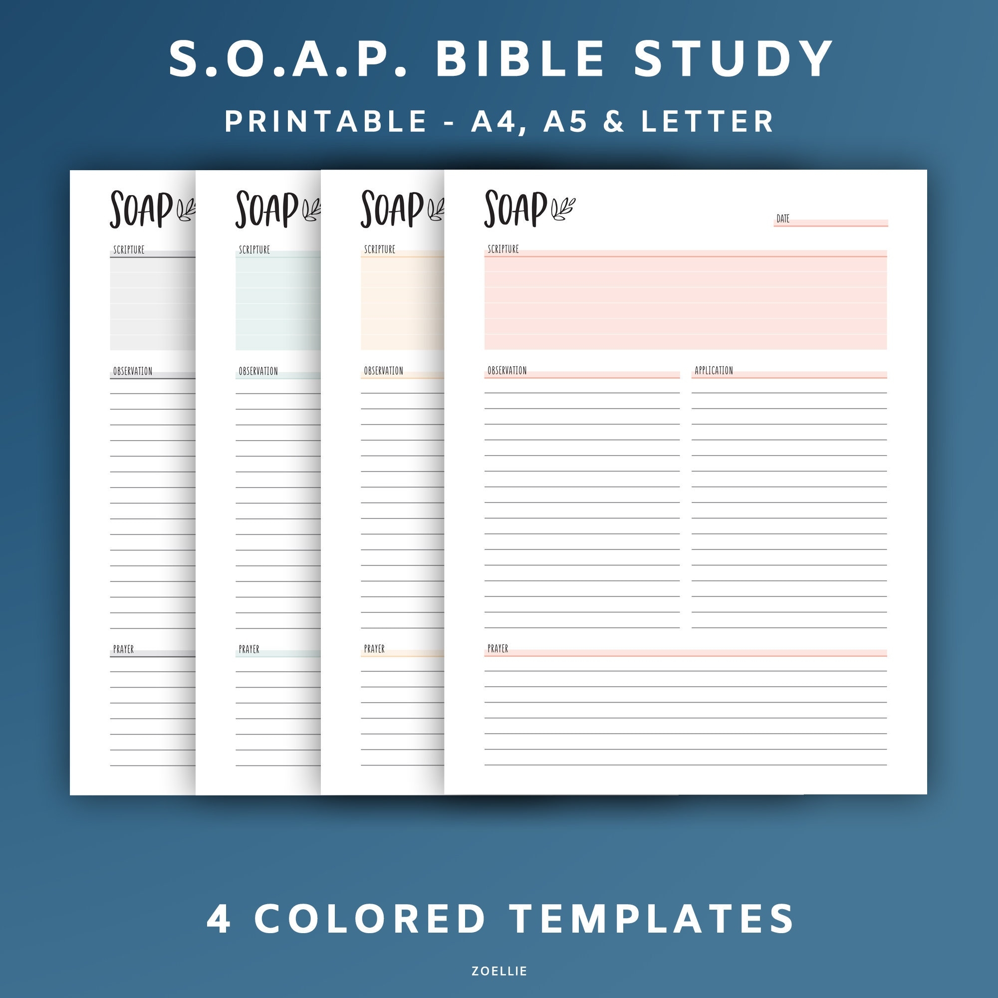 Printable SOAP Bible Study A4 A5 And Letter Bible Journal And Christian Faith Planner Inserts Rainbow PDF Etsy