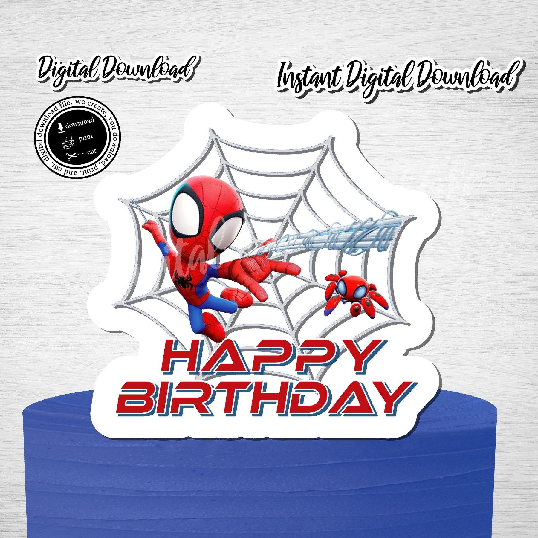 Printable SPIDEY Cake Topper Spidey And Friends Party Spiderman Birthday Digital Download Spidey Birthday Party Instant Download Spidey Etsy