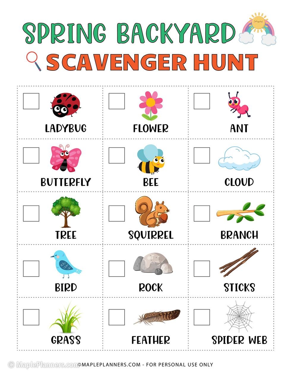 Printable Spring Scavenger Hunt