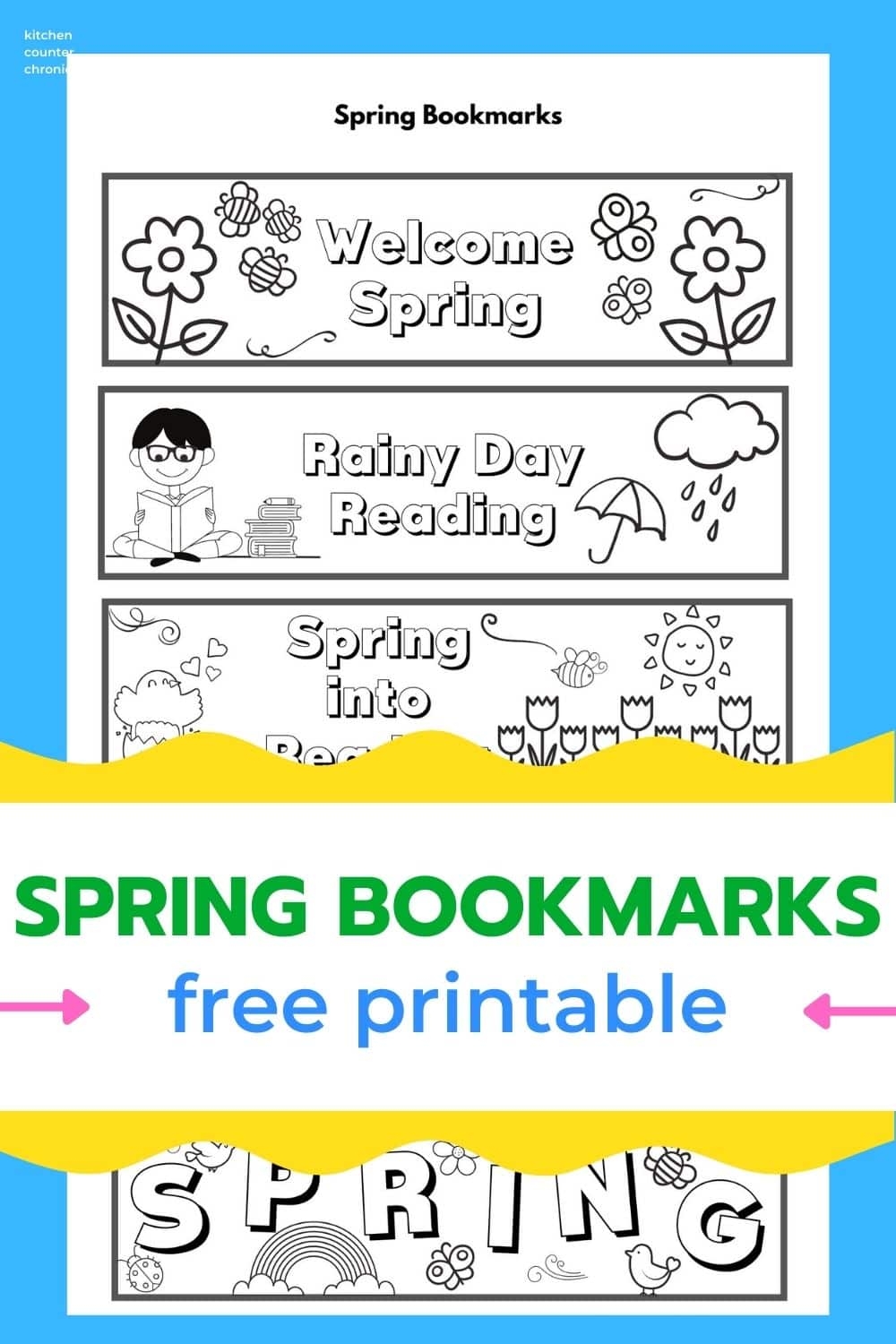 Printable Spring Bookmarks To Color