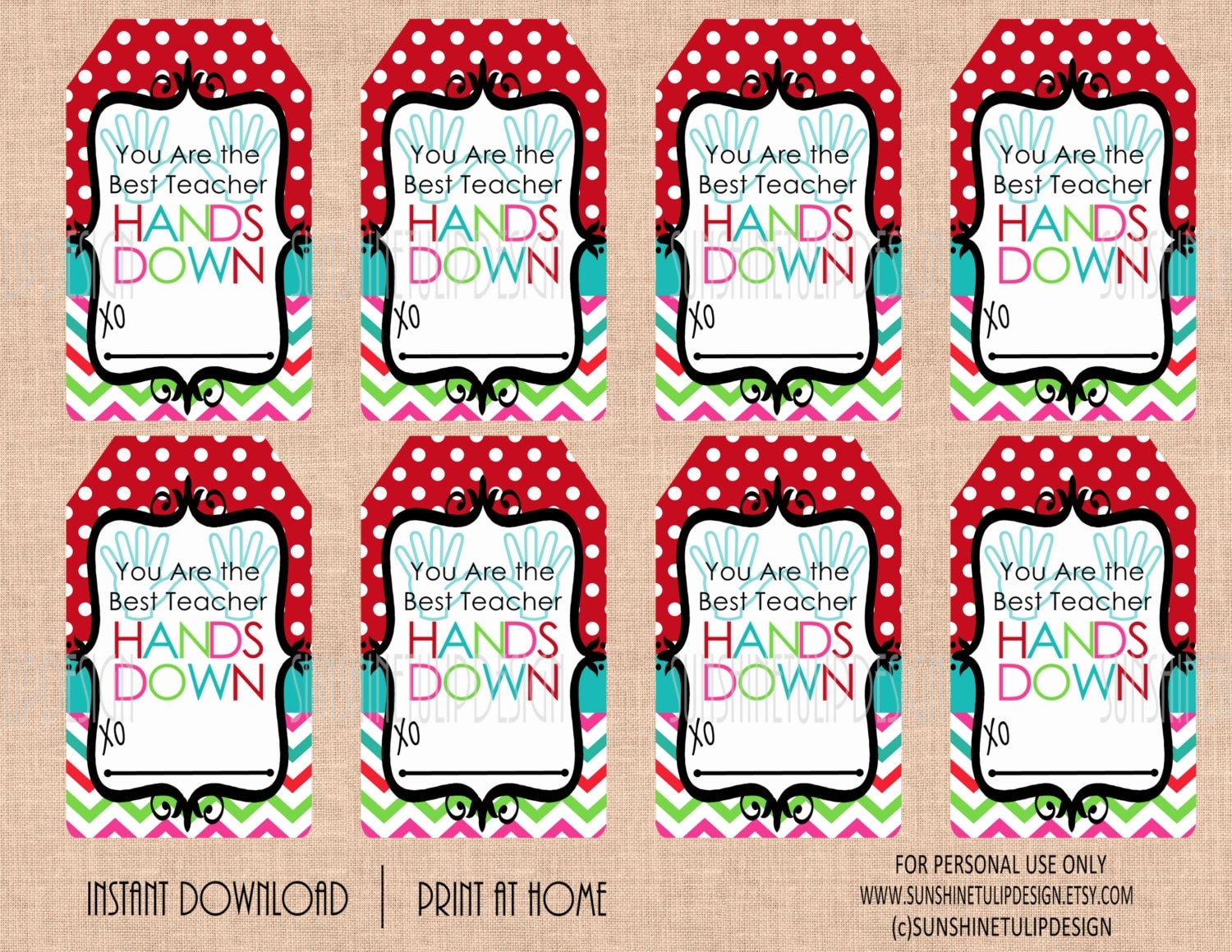 Printable Teacher Appreciation Gift Tags Best Teacher HANDS DOWN Soap Gift Tags By SUNSHINETULIPDESIGN Etsy