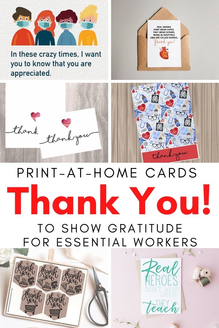Printable Thank You Cards For Medical Other Essential Workers