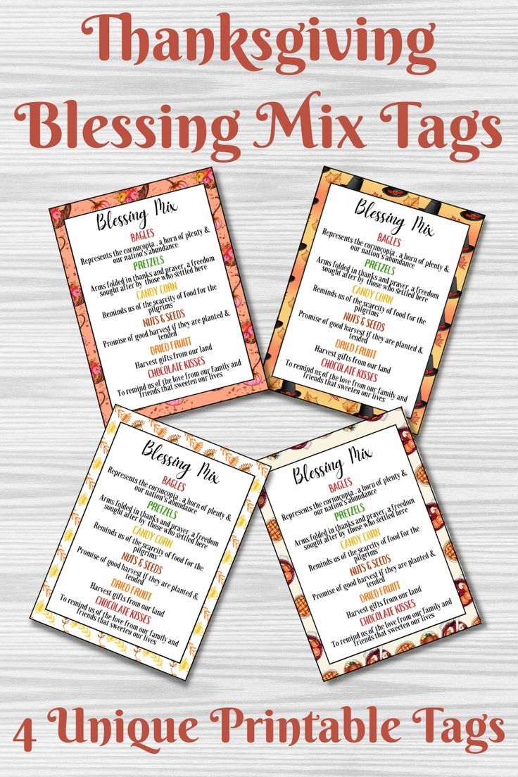 Printable Thanksgiving Blessing Mix Tags For Memorable Holiday Favors