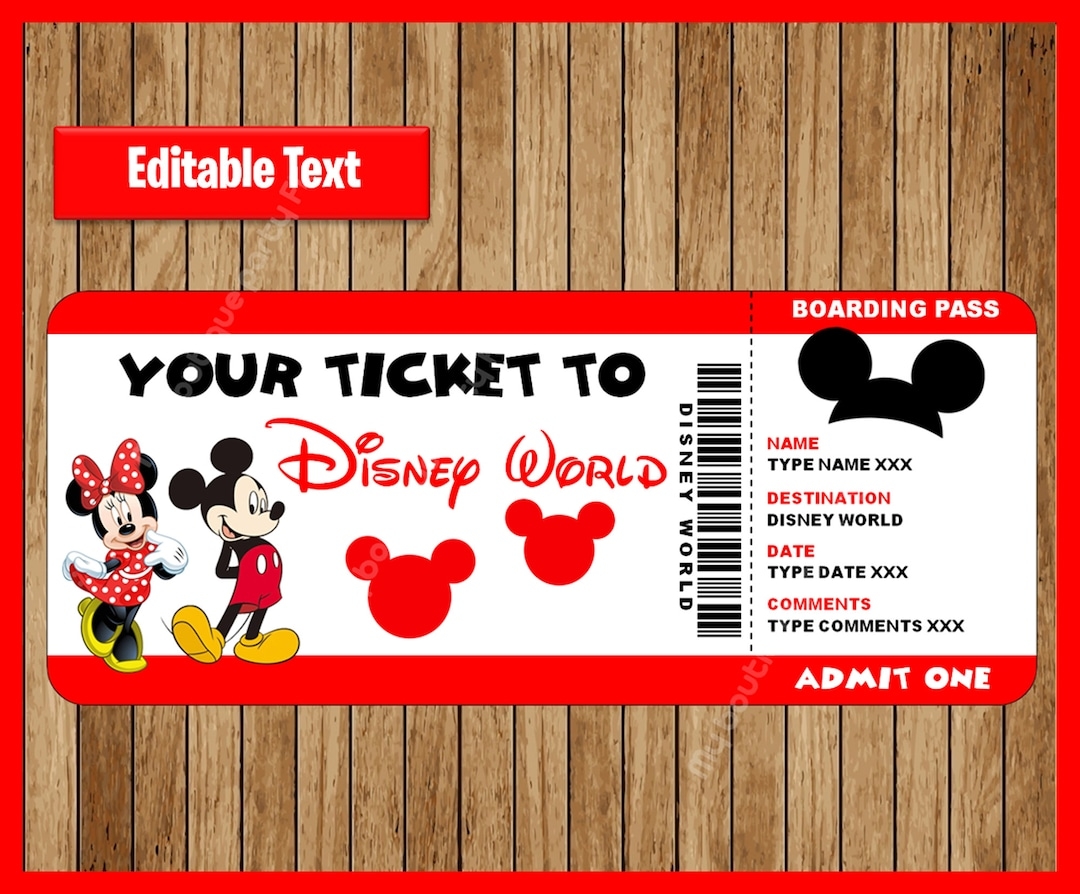 Printable Disney Ticket Template Free