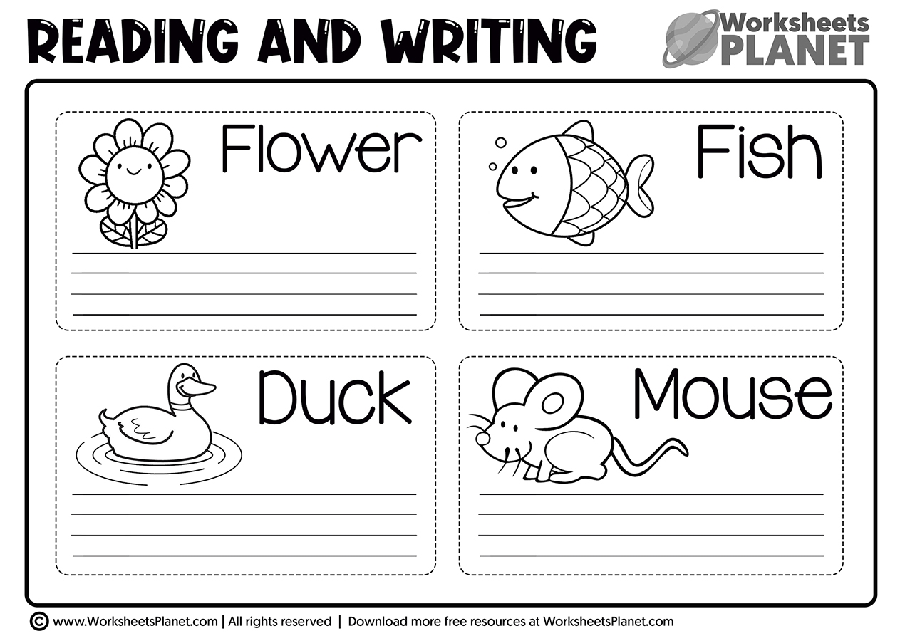 Printable Writing Kindergarten Worksheets
