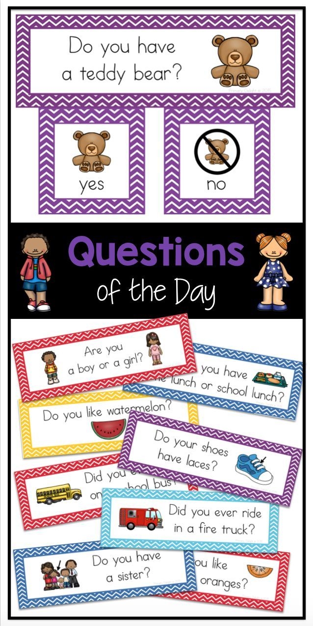 Question Of The Day For Preschool Pre K And Kindergarten 100 Question Cards Preschool Fun Preschool Activities Preschool Circle Time
