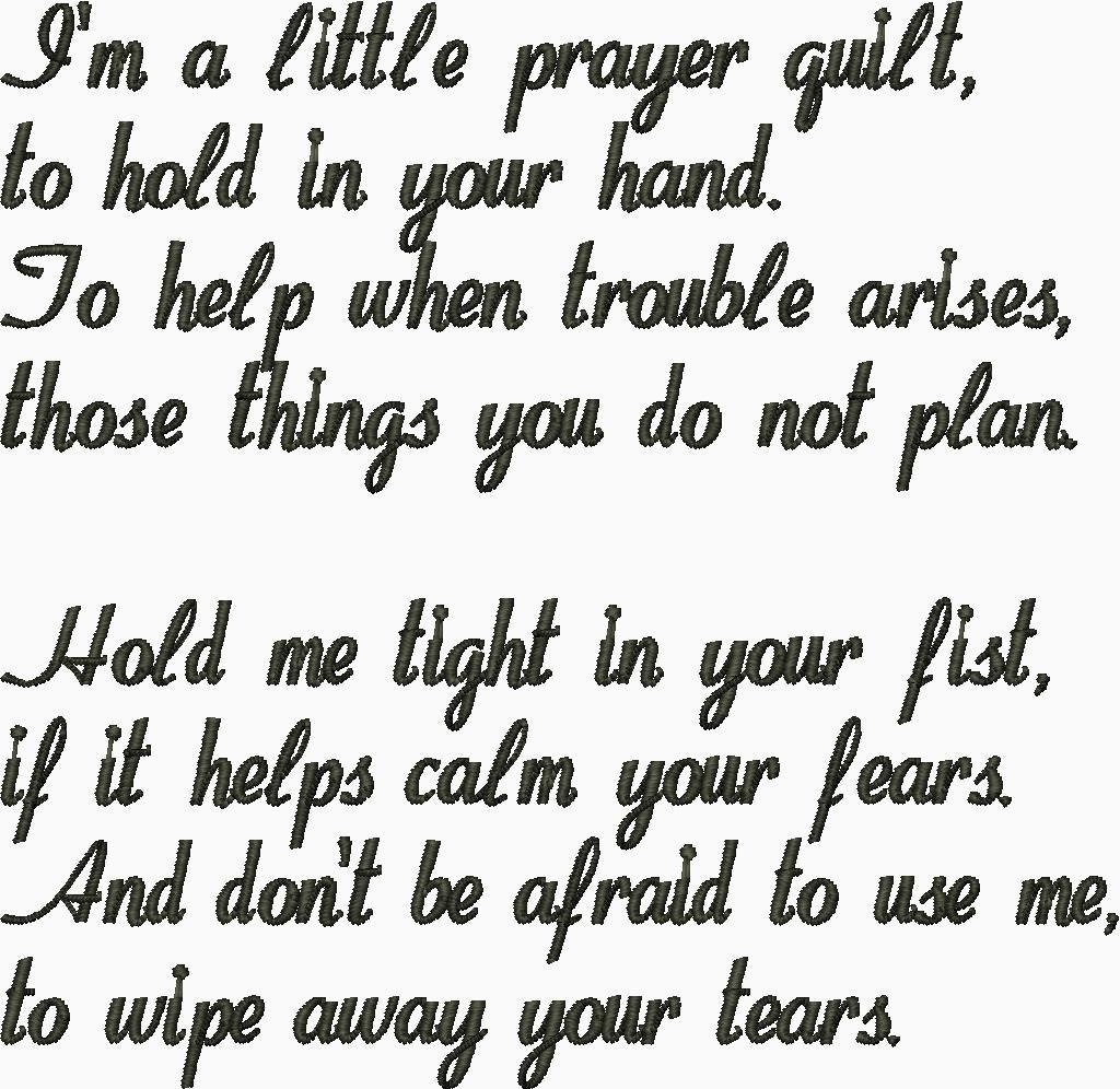 Quilt Label I m A Little Prayer Quilt To Hold In Your Hand Embroidery Design INSTANT DOWNLOAD Etsy
