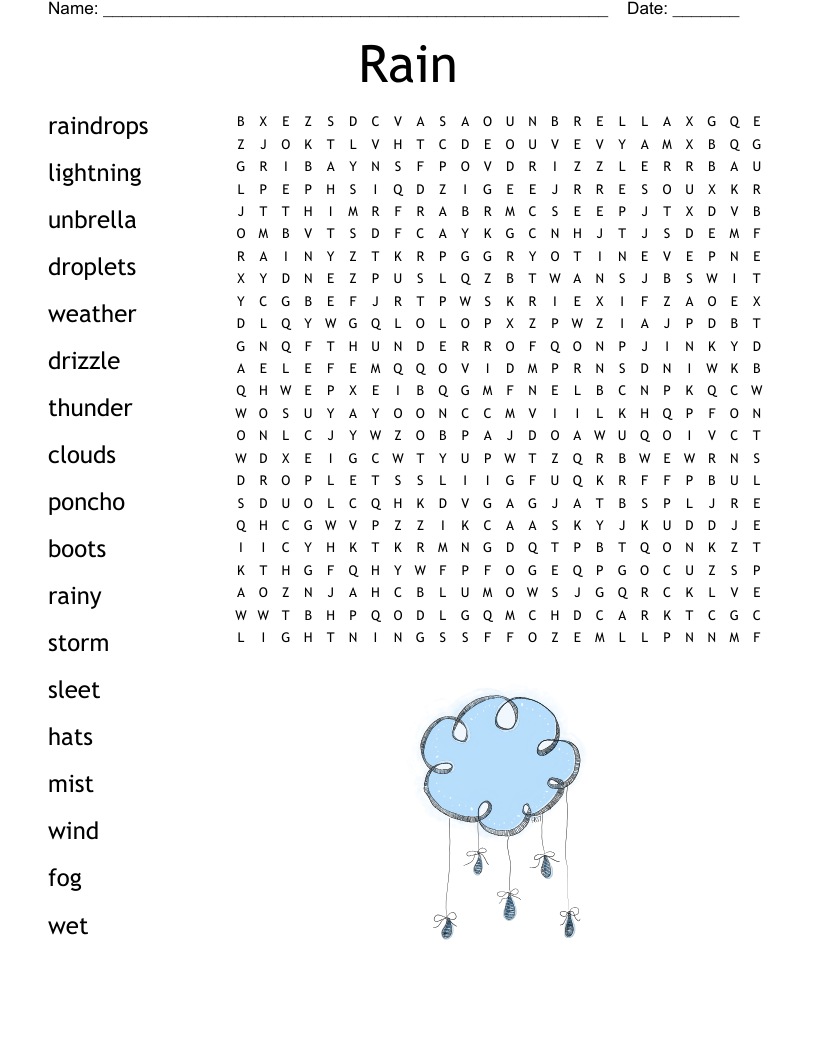 Rain Word Search WordMint