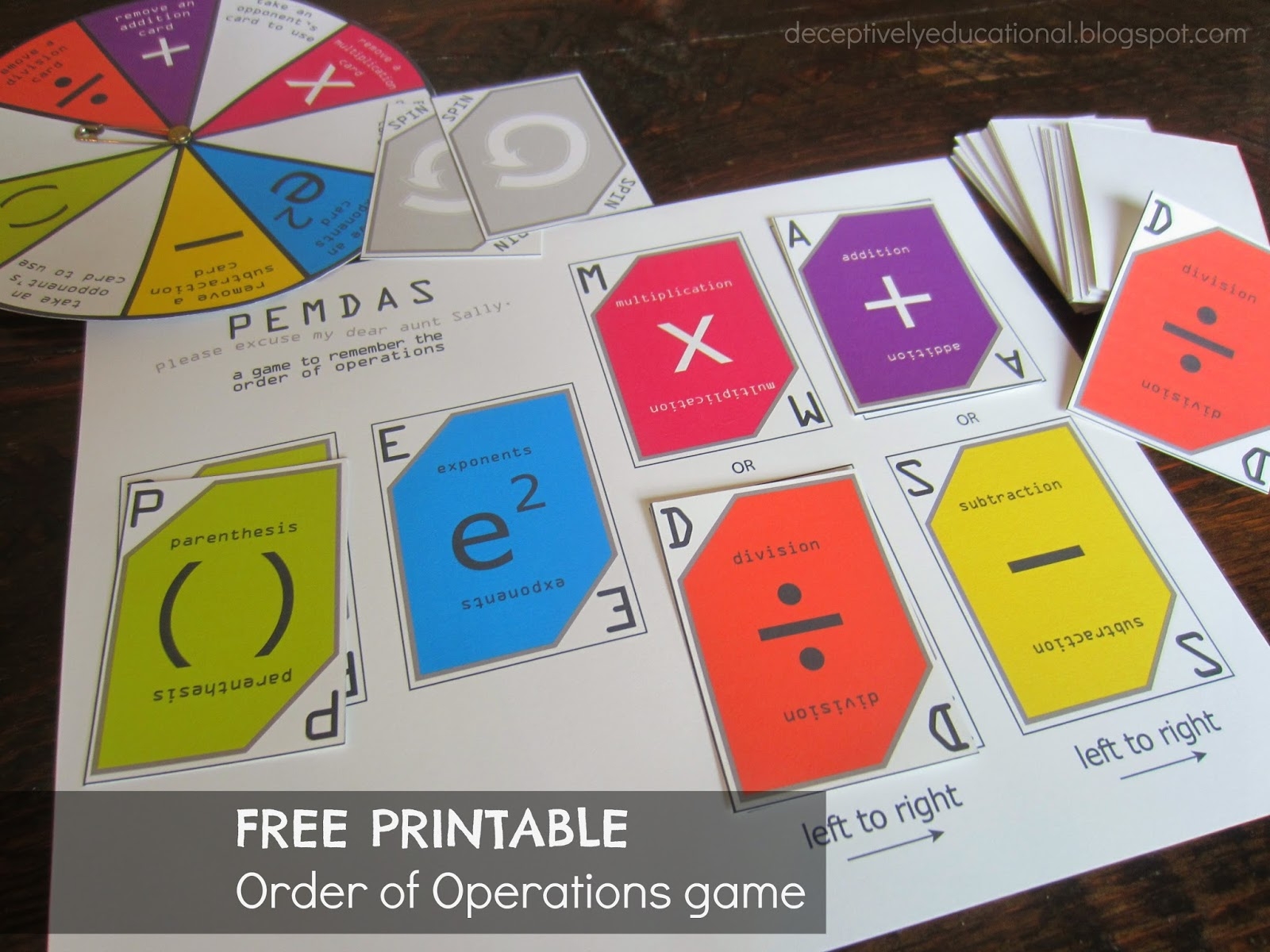 Relentlessly Fun Deceptively Educational Order Of Operations FREE Printable Game