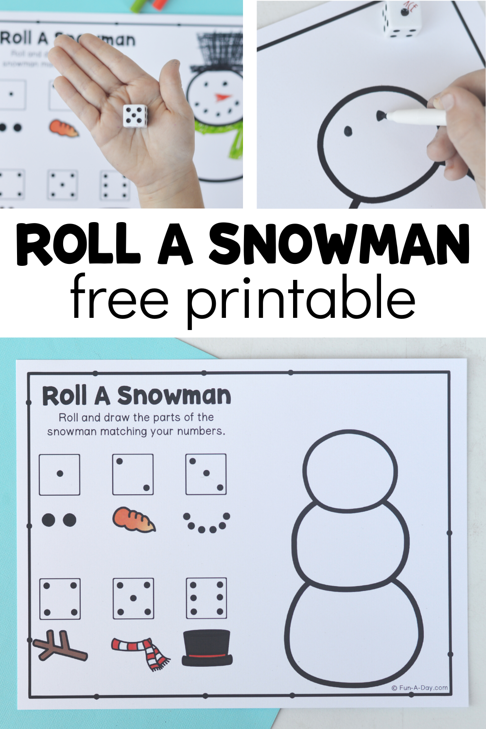 Roll A Snowman Free Printable Game Fun A Day 