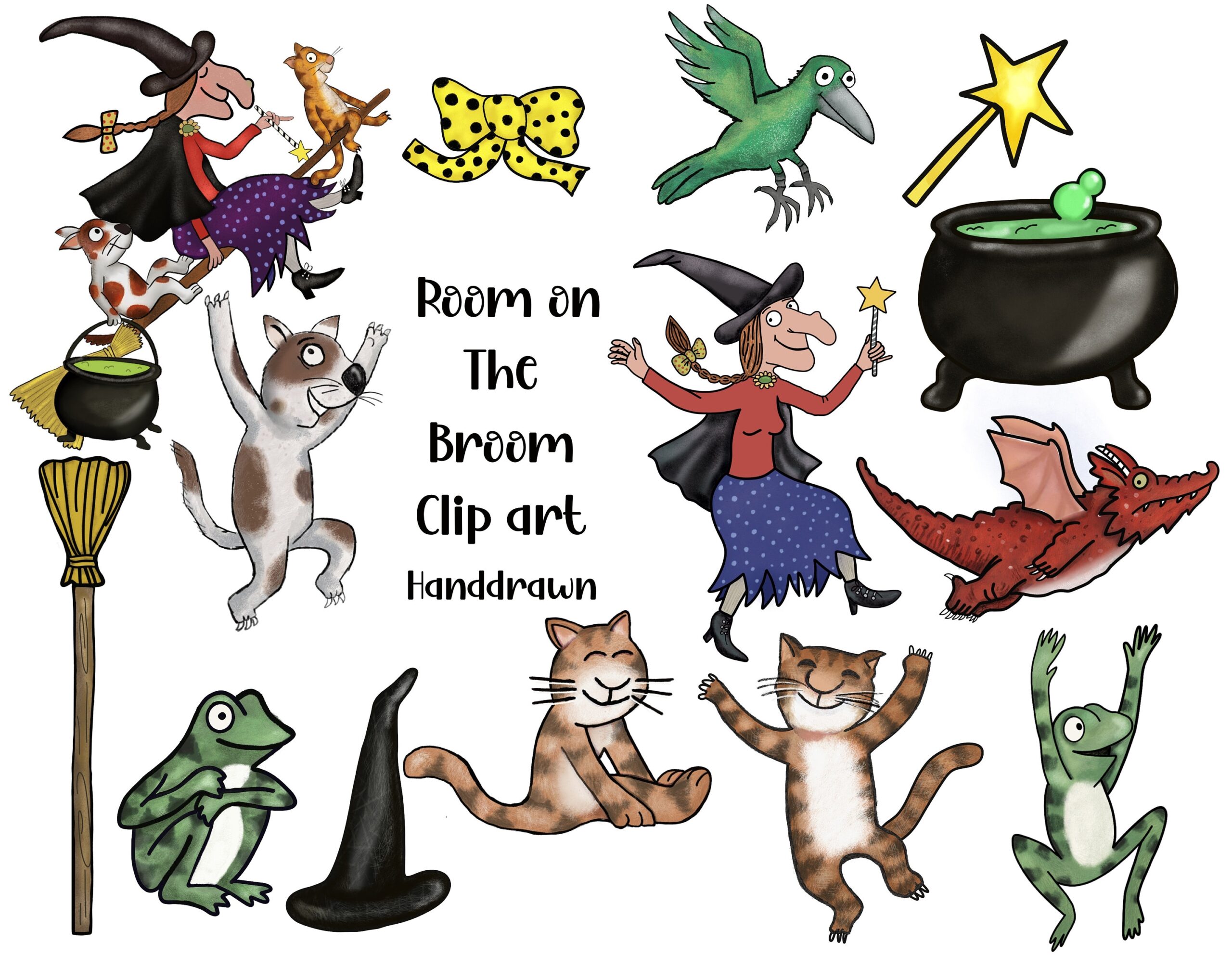 Room On The Broom Digital Clip Art Pack Instant Download Etsy