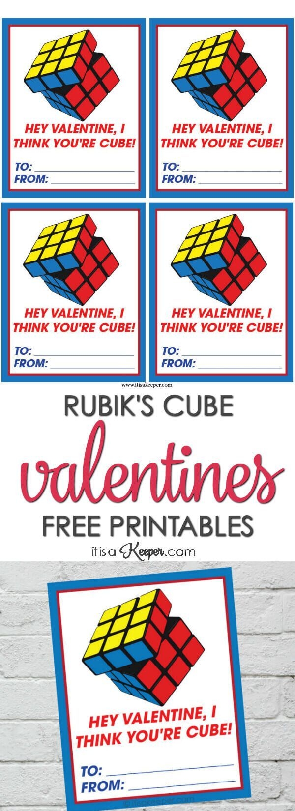 Rubiks Cube Valentine Printables Free Printable Rubiks Cube Themed Valentines For You Valentines Printables Free Printable Valentines Cards Valentines Cards