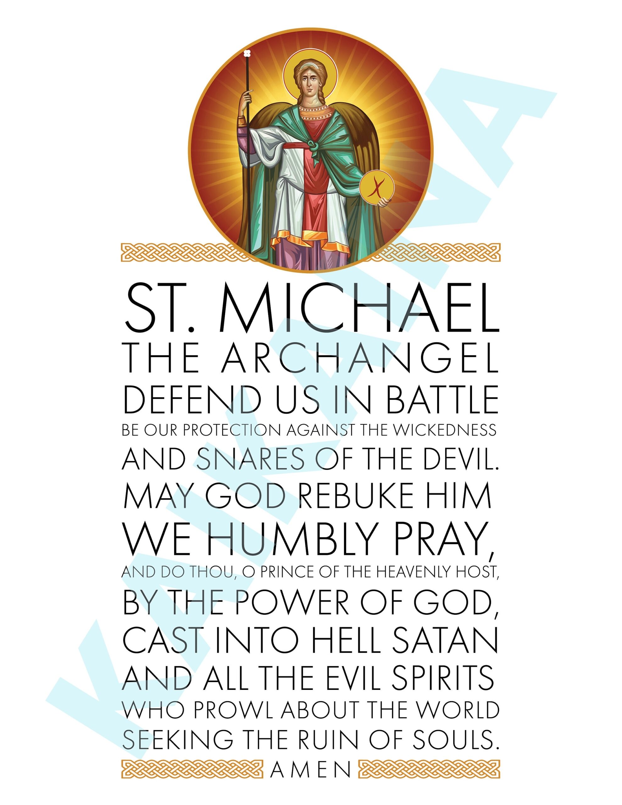 Saint Michael The Archangel Prayer 8 5 X 11 Poster Downloadable And Printable Etsy