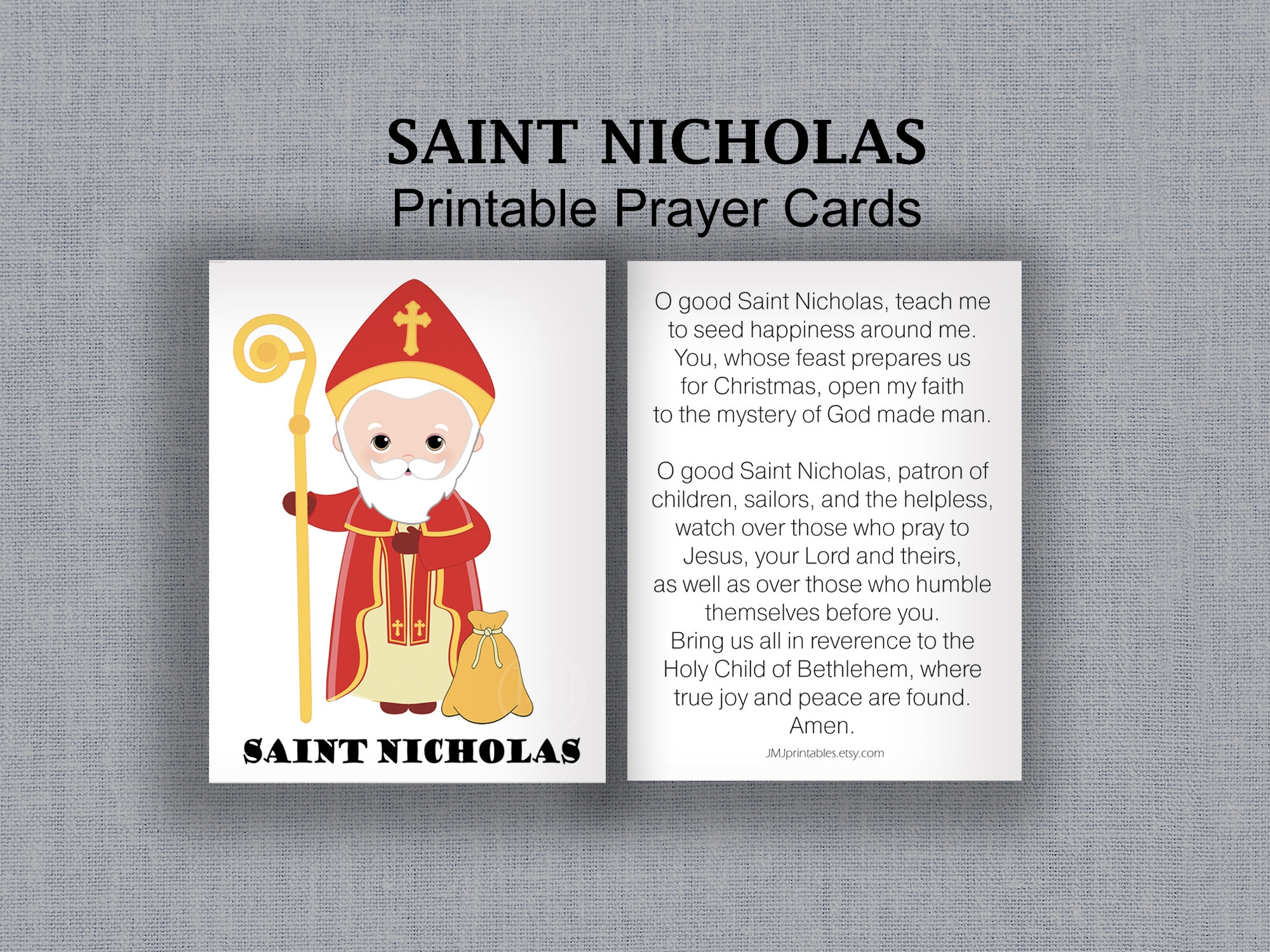 Saint Nicholas Holy Card PRINTABLE Kids Prayer Card St Nicholas Day Treat Catholic Party Favor CCD Instant Digital Download Etsy