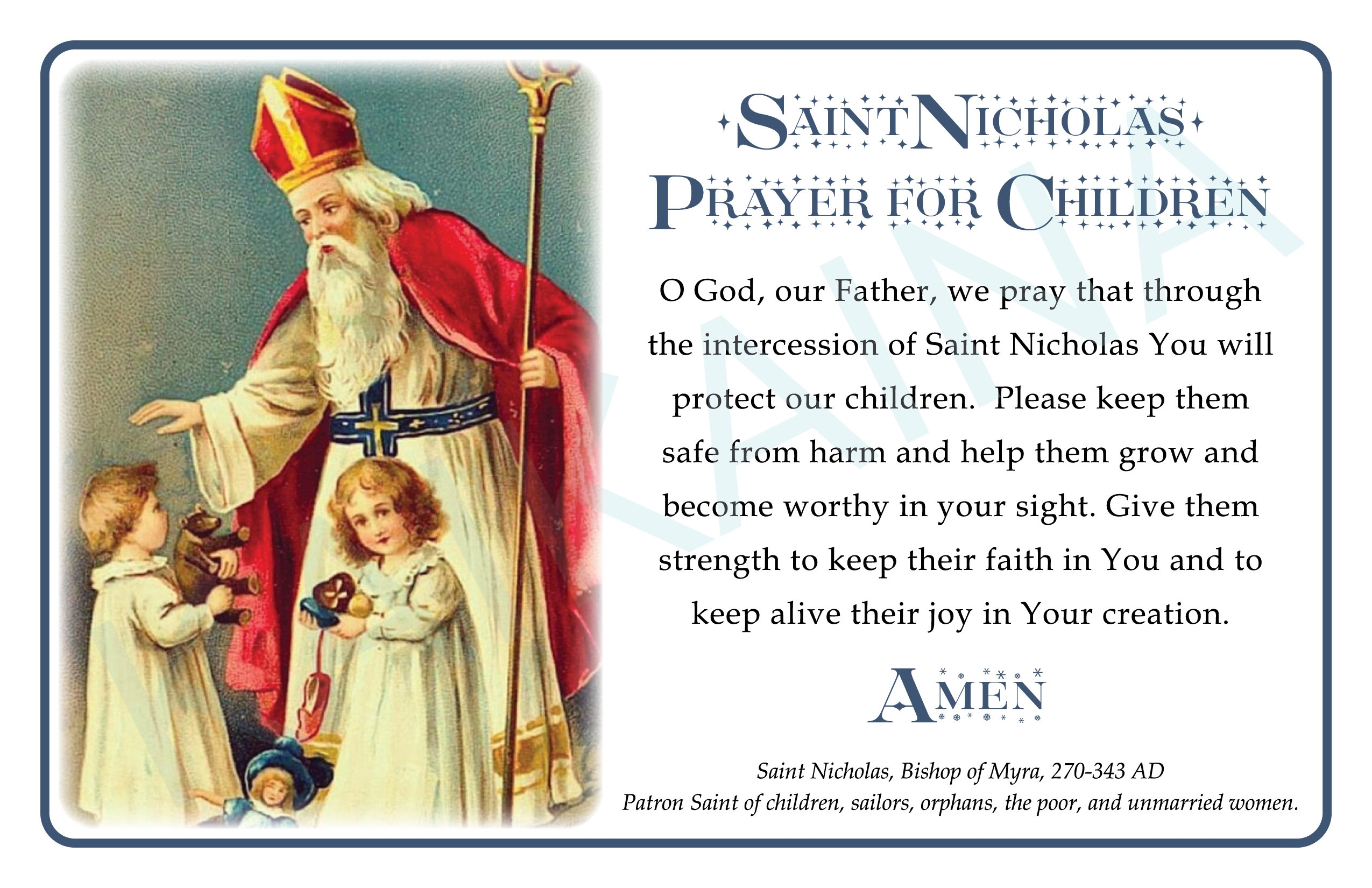 Saint Nicholas Prayer For Children Prayer Card 2 On A Page Downloadable And Printable Catholic Saint Prayer Card Etsy Israel