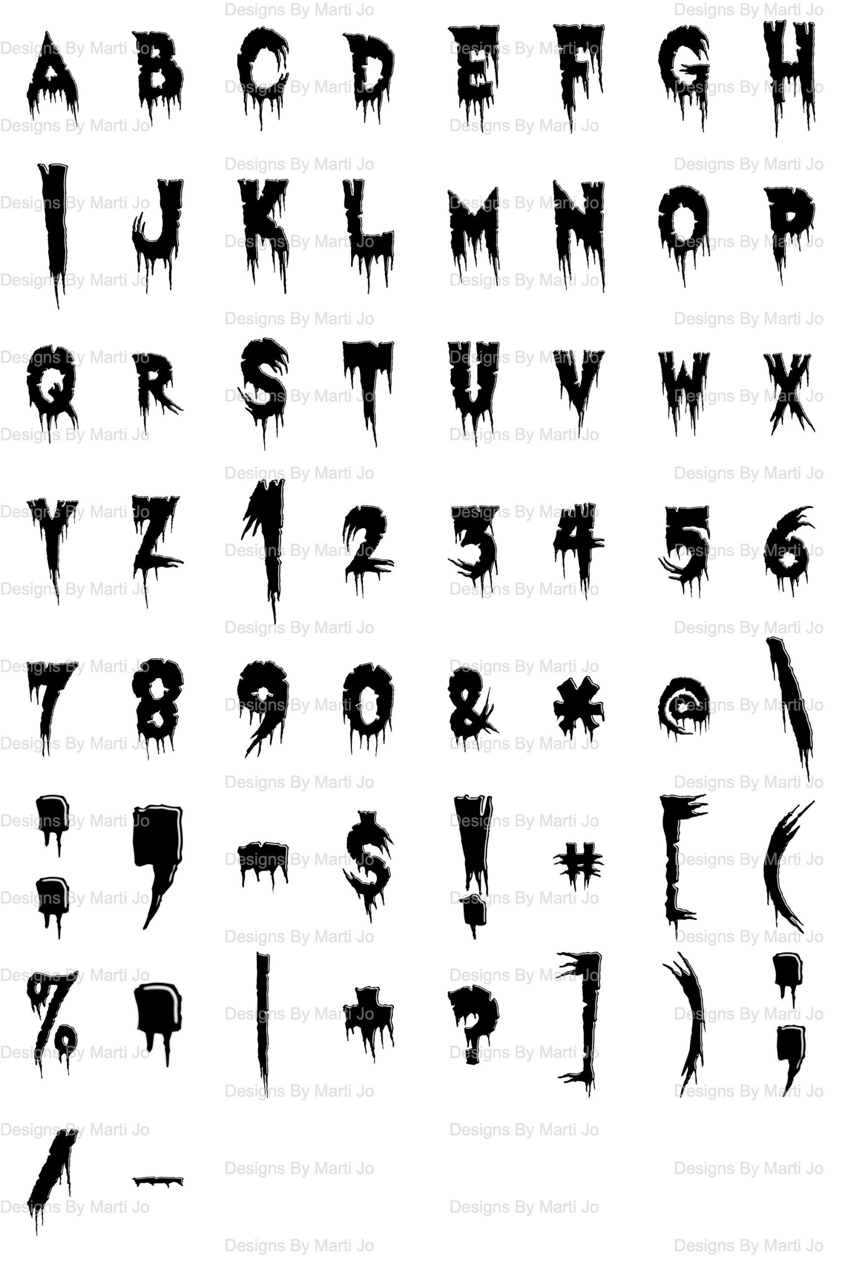 Scary Black Dripping Letters Printable Halloween Letters Digital Download Clipart Dripping Letters DL102 Etsy