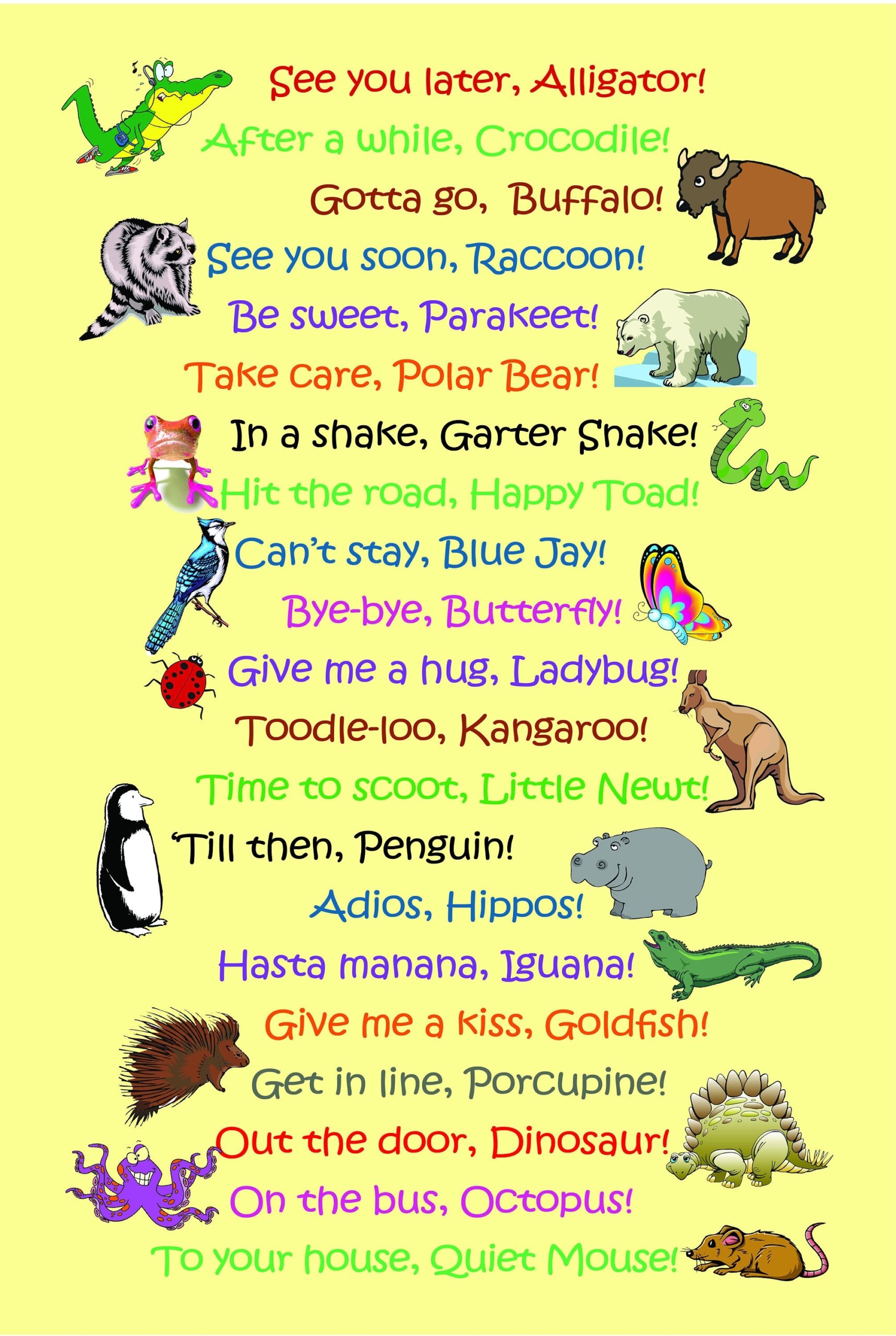 See Ya Later Alligator Poster 11 X 17 Whimsical Good bye Sayings Colorful Gift For Children Or Teachers Etsy