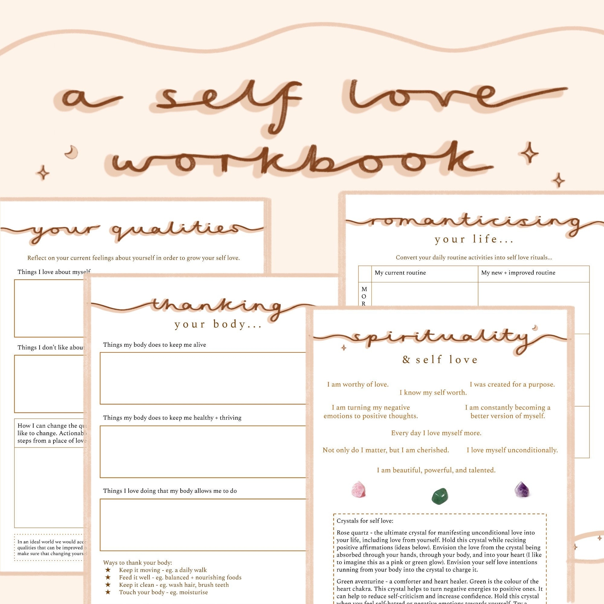 Self Love Workbook PRINTABLE Worksheets GUIDE For Loving Yourself Overcoming Insecurity Etsy